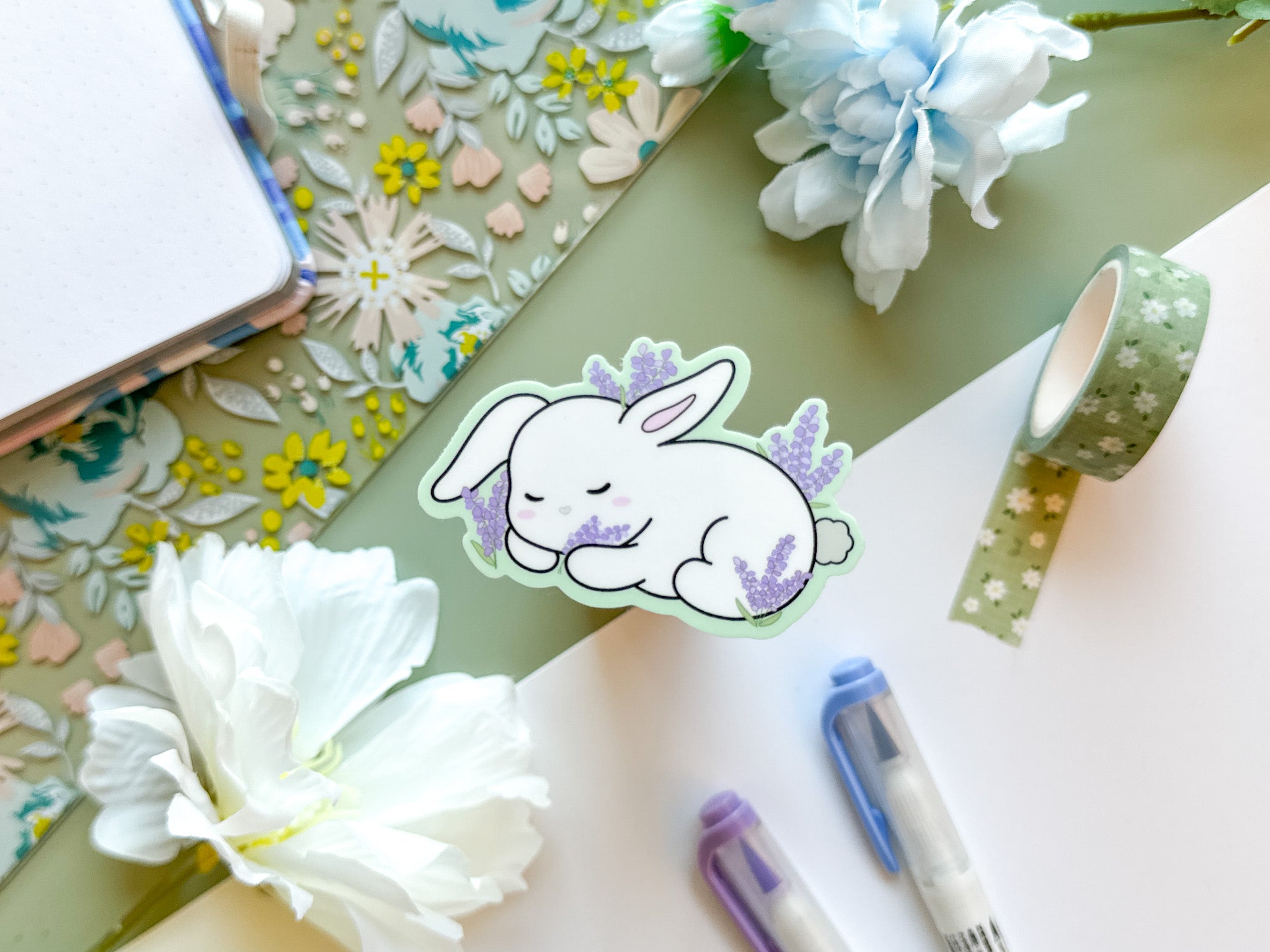 Sleepy Lavender Bunny Sticker