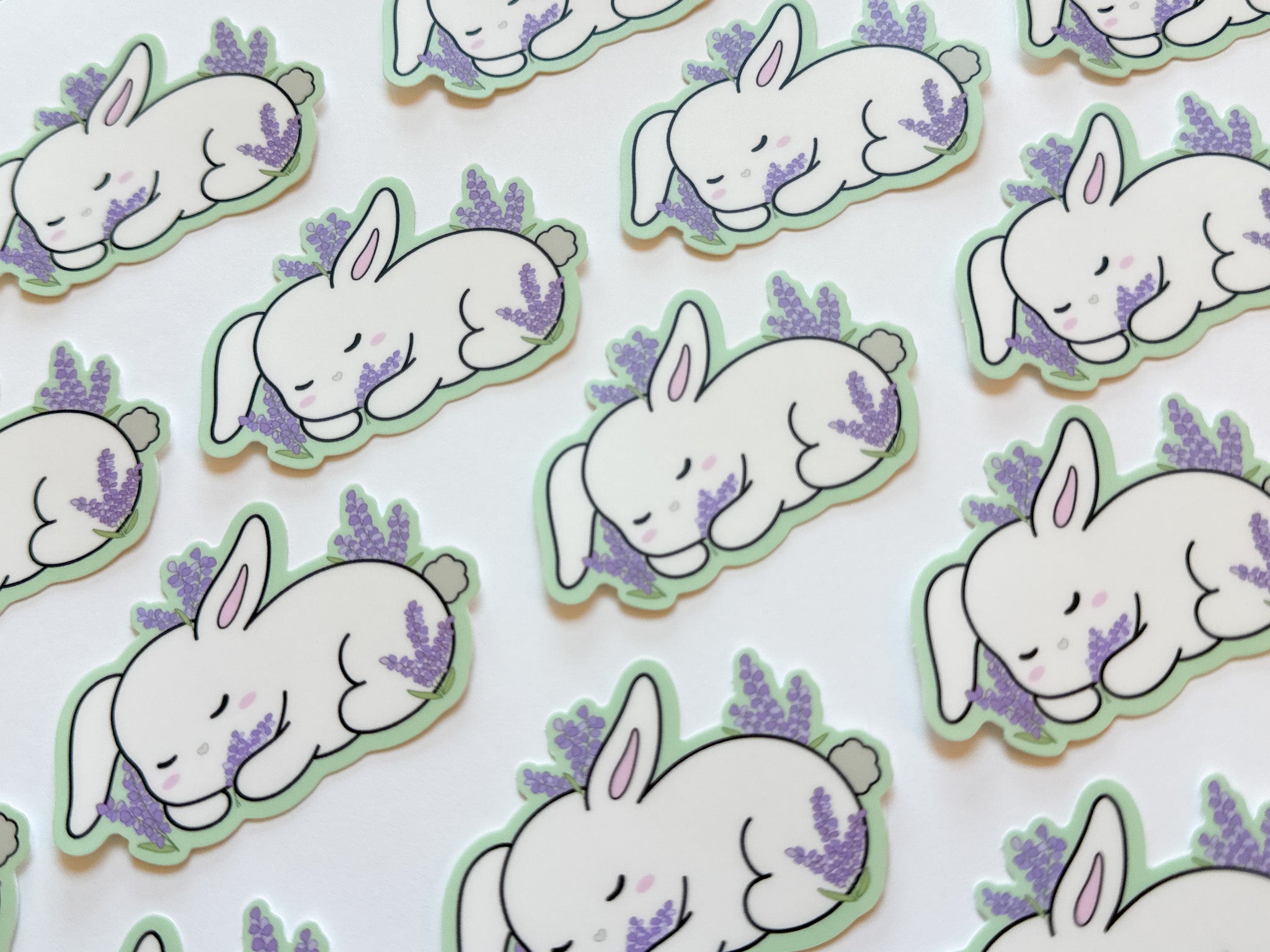 Sleepy Lavender Bunny Sticker