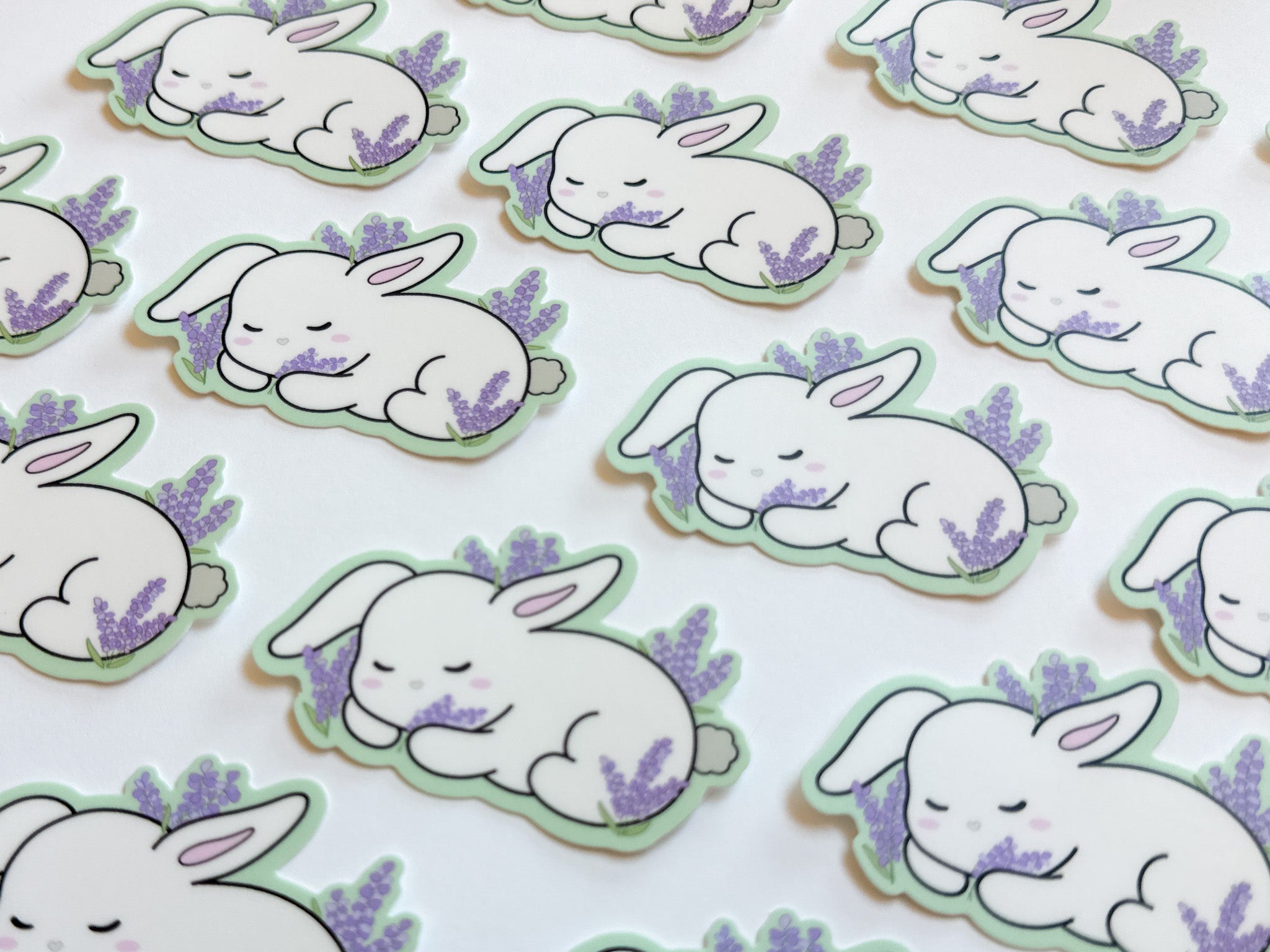 Sleepy Lavender Bunny Sticker