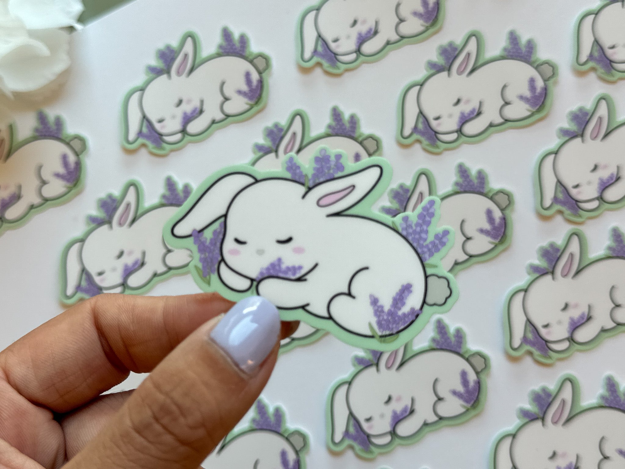 Sleepy Lavender Bunny Sticker