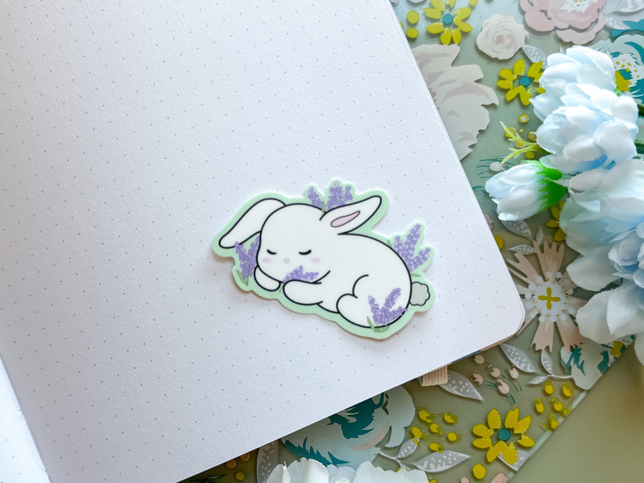 Sleepy Lavender Bunny Sticker