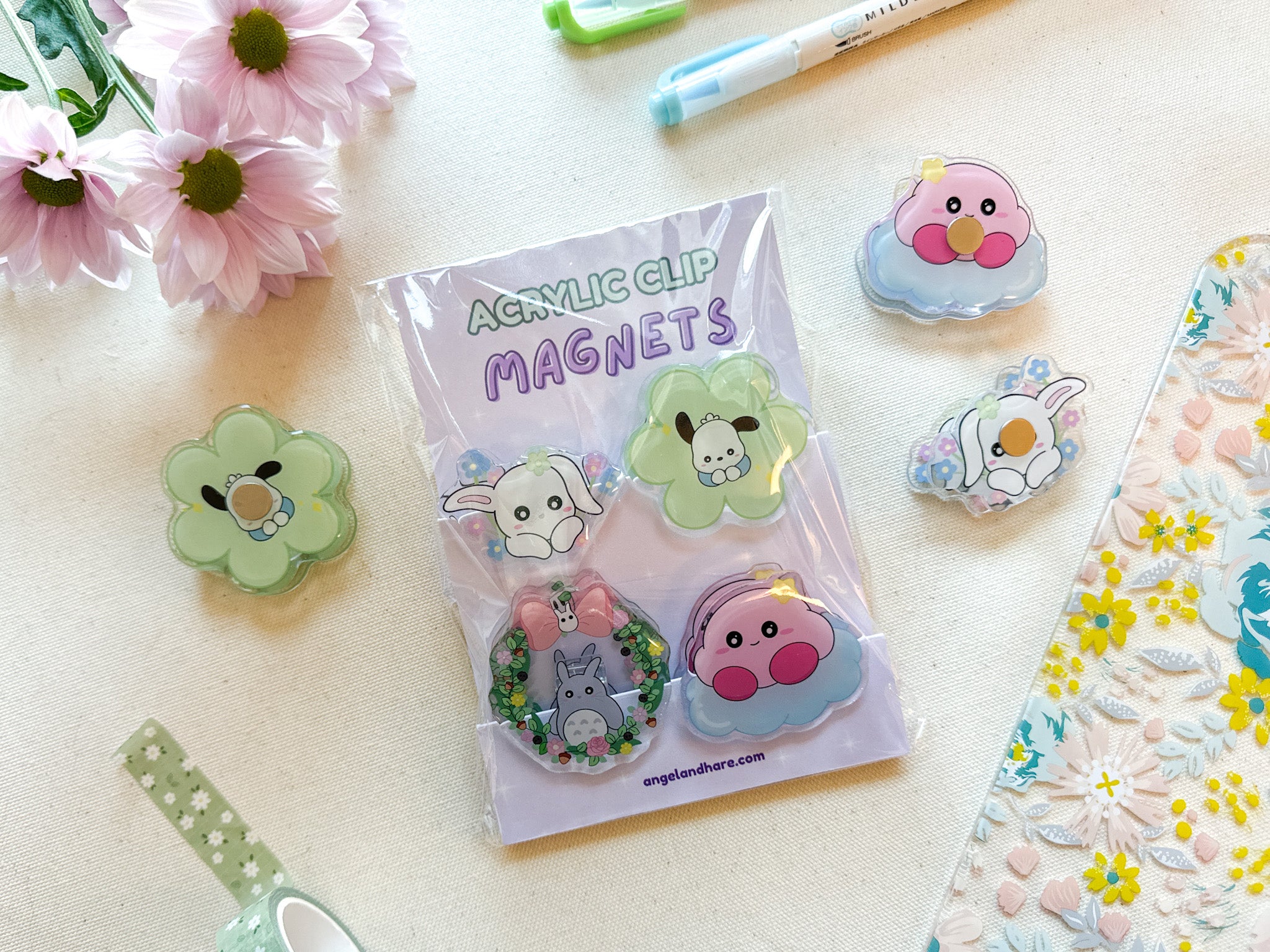 Flower Bunny Magnet Clip