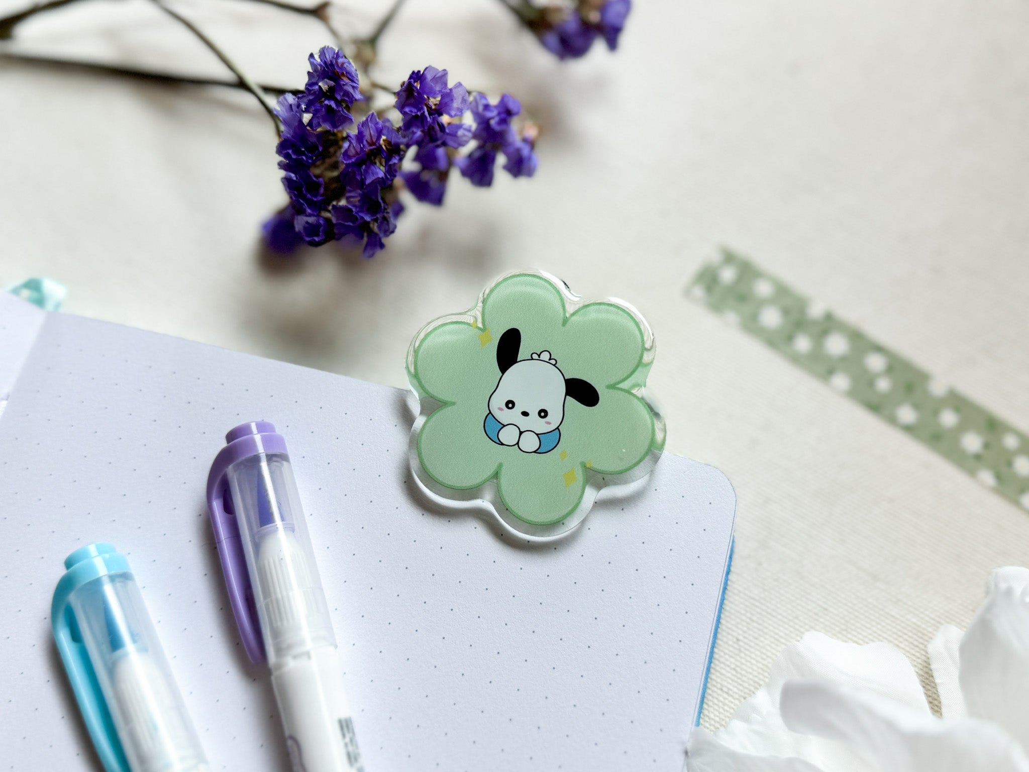 Pochacco Flower Acrylic Clip