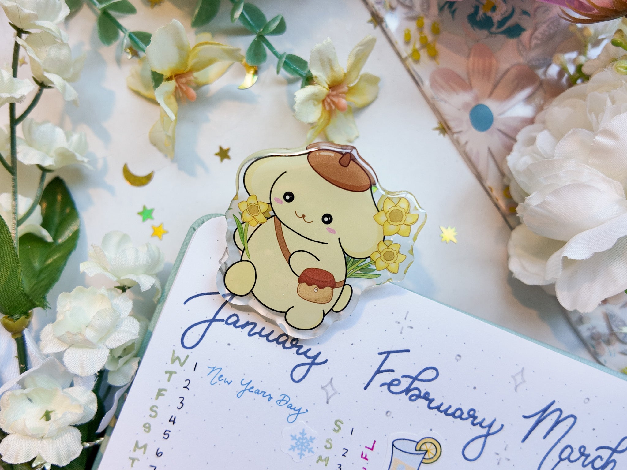 Pompompurin Daffodil Magnet Clip