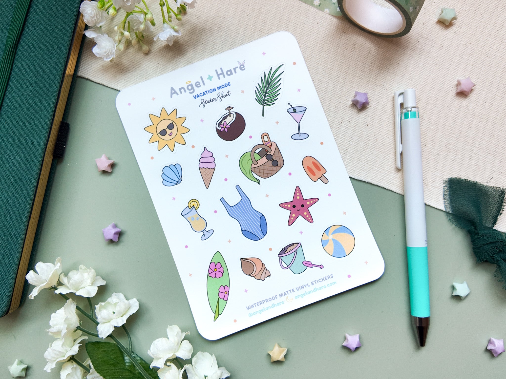 Vacation Mode Waterproof Sticker Sheet