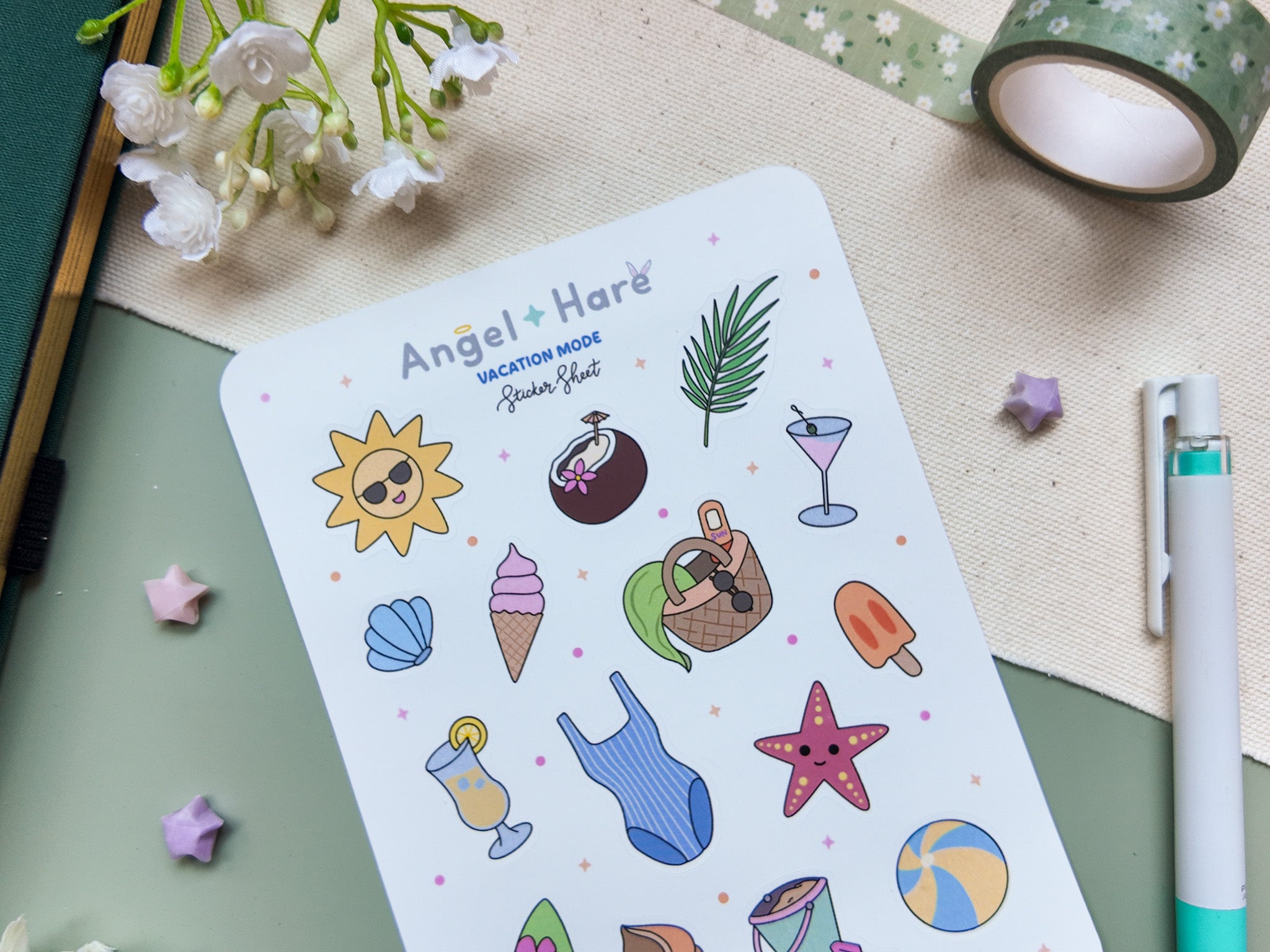 Vacation Mode Waterproof Sticker Sheet