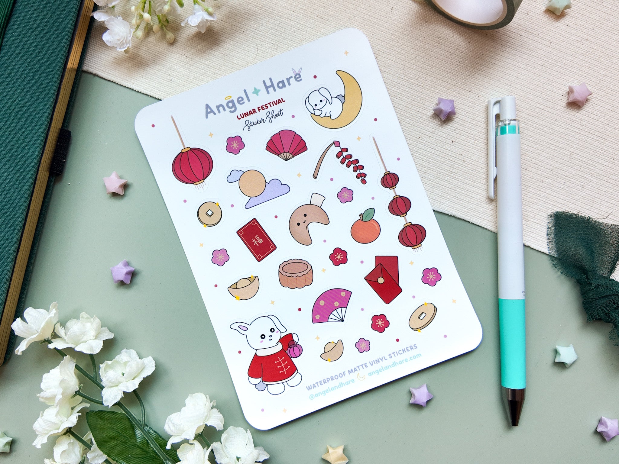 Lunar Festival Waterproof Sticker Sheet