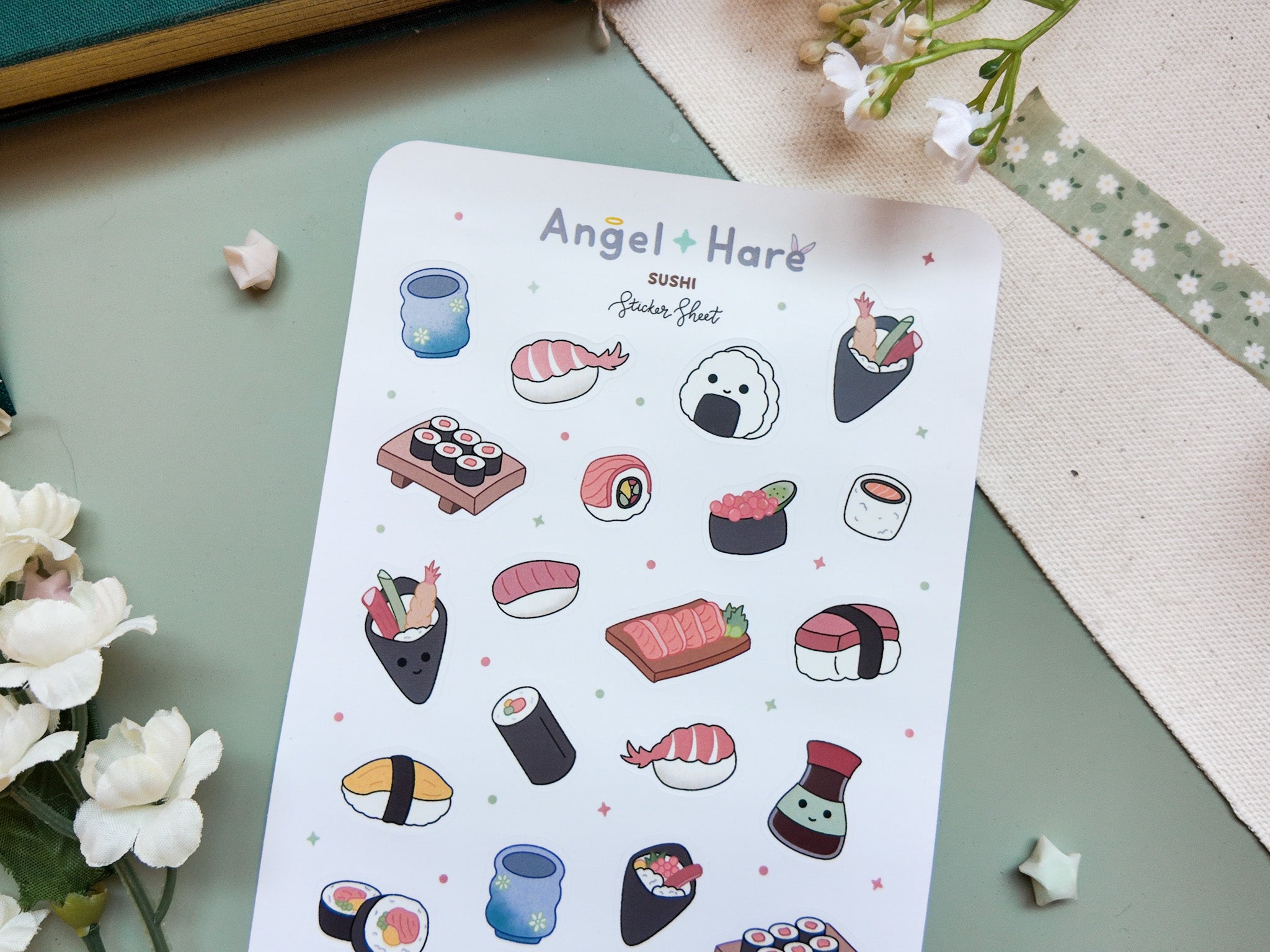 Sushi Waterproof Sticker Sheet