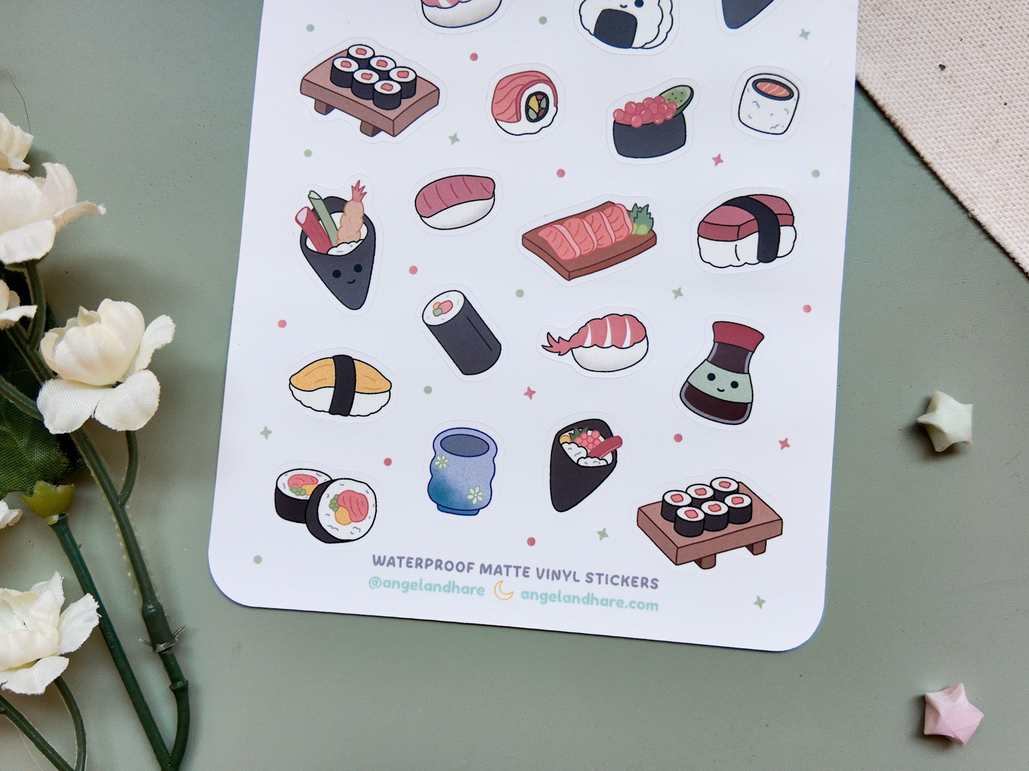 Sushi Waterproof Sticker Sheet