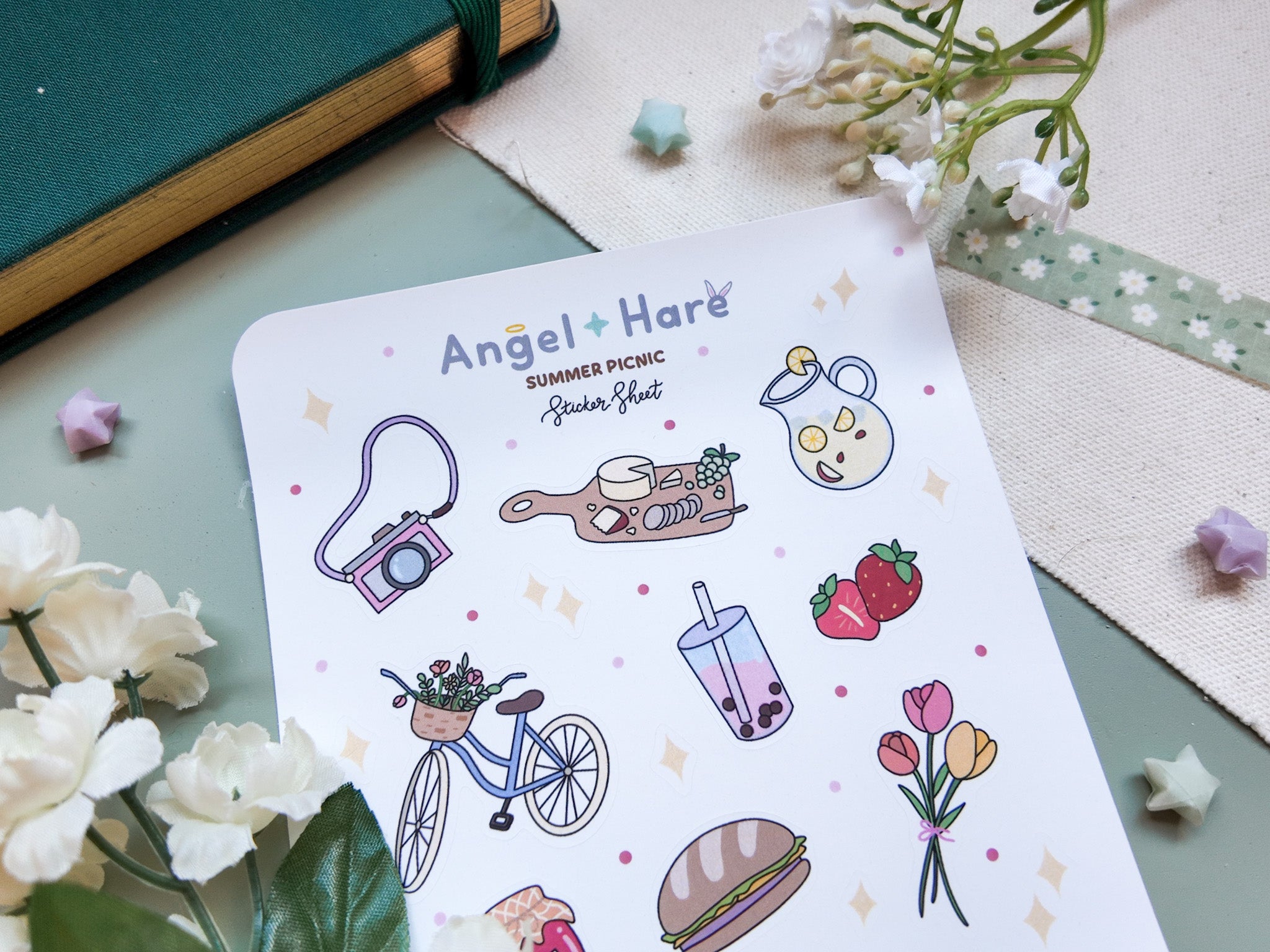 Summer Picnic Waterproof Sticker Sheet