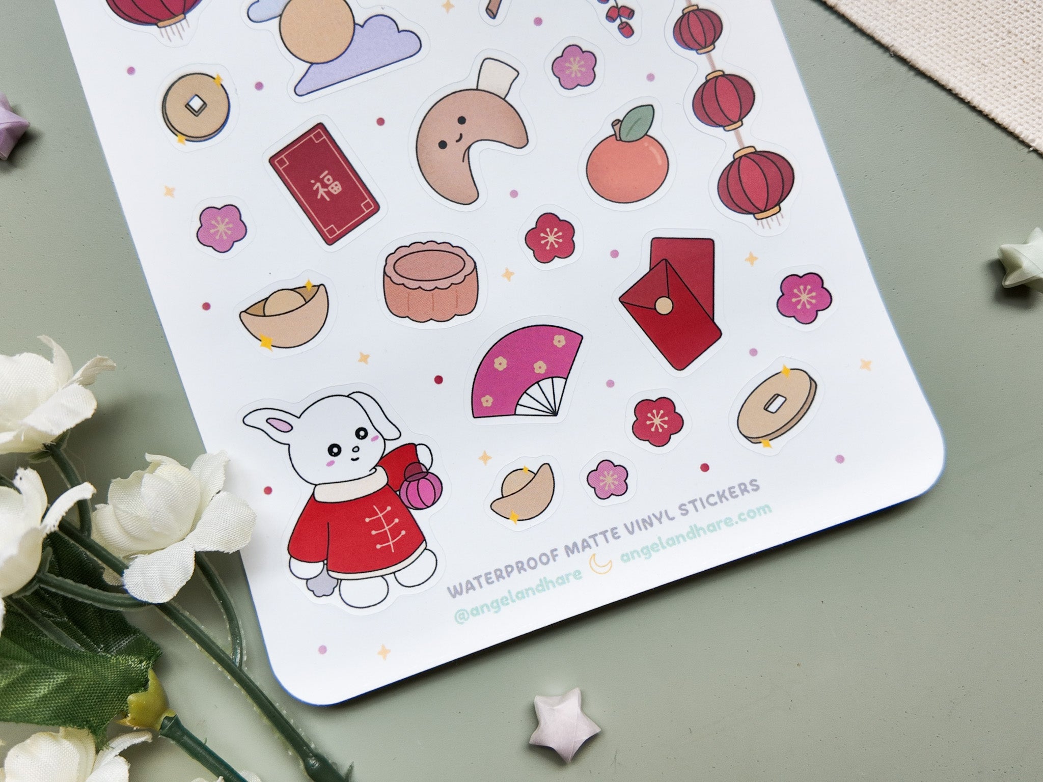 Lunar Festival Waterproof Sticker Sheet