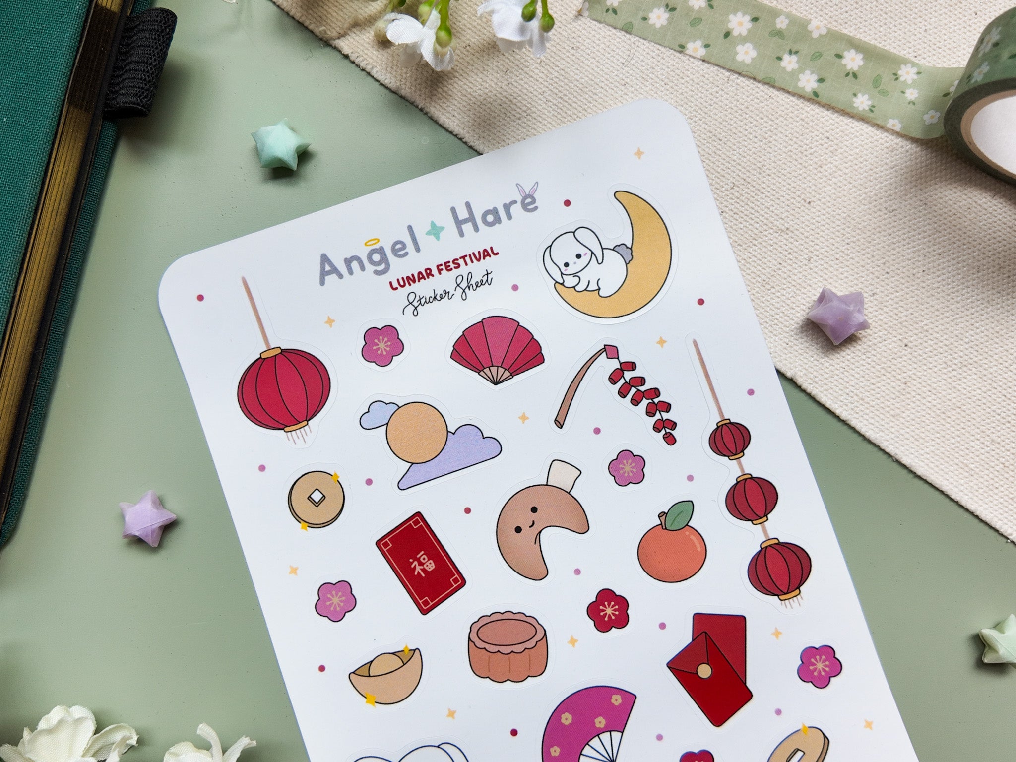 Lunar Festival Waterproof Sticker Sheet