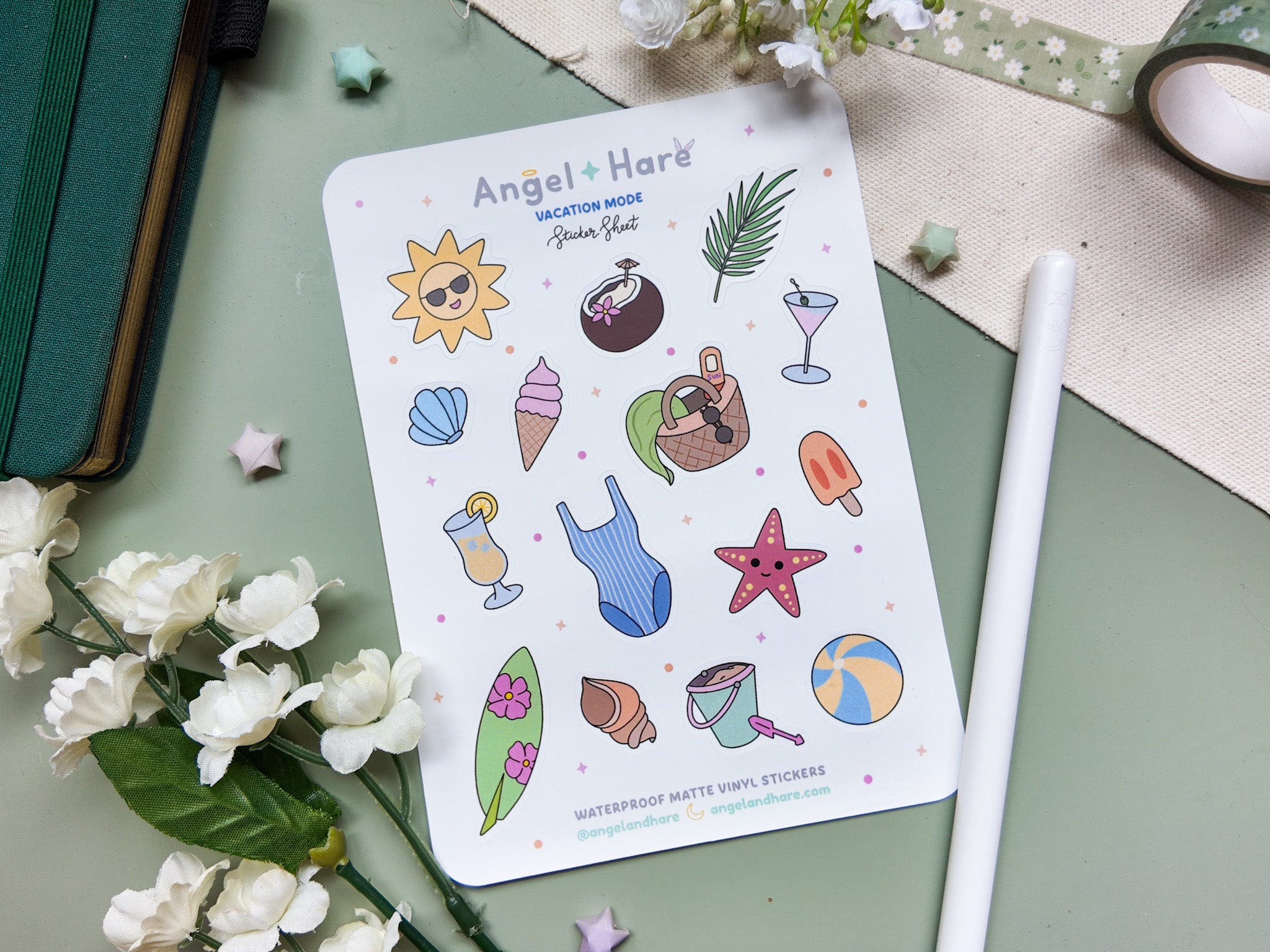 Vacation Mode Waterproof Sticker Sheet