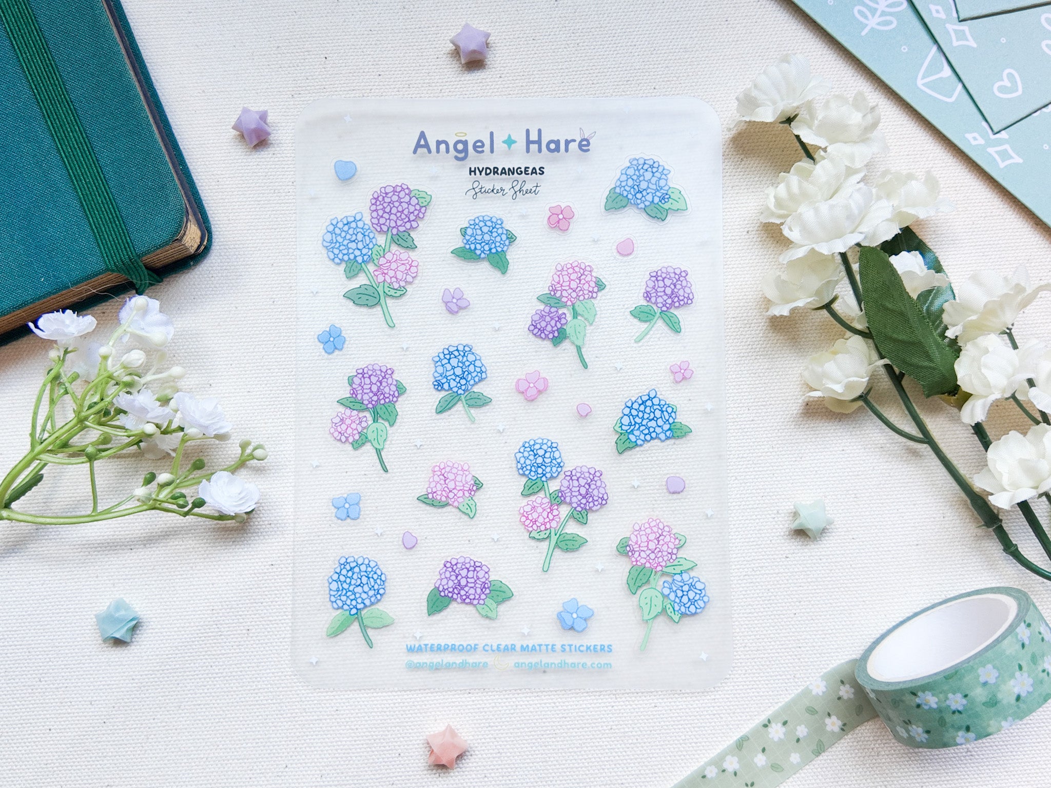 Hydrangeas Waterproof Sticker Sheet