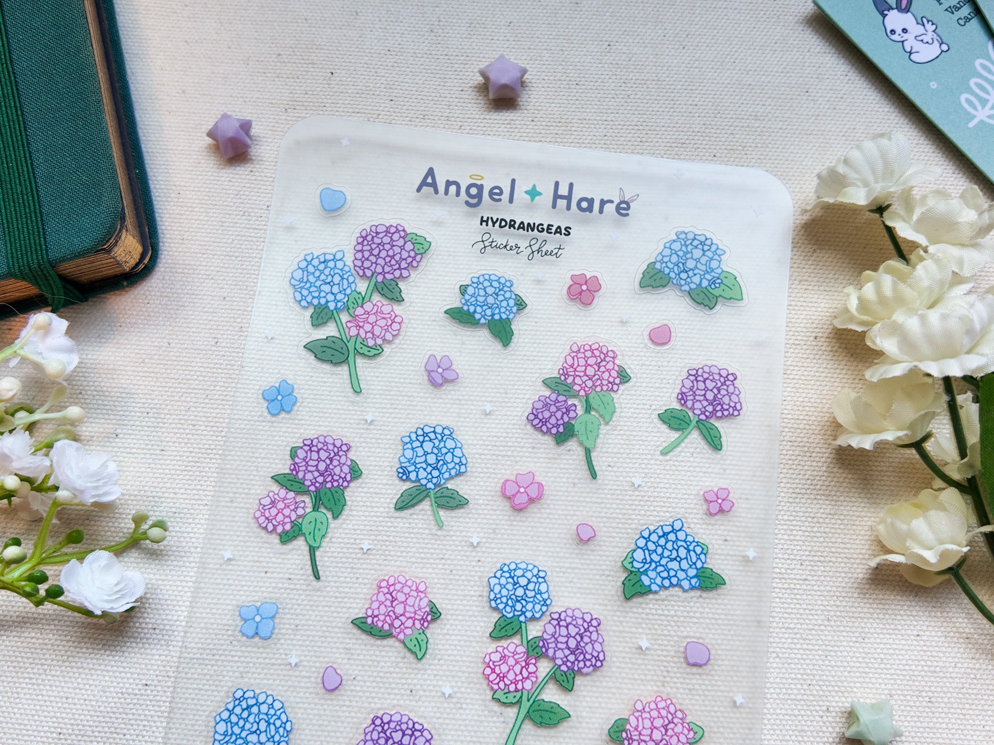 Hydrangeas Waterproof Sticker Sheet