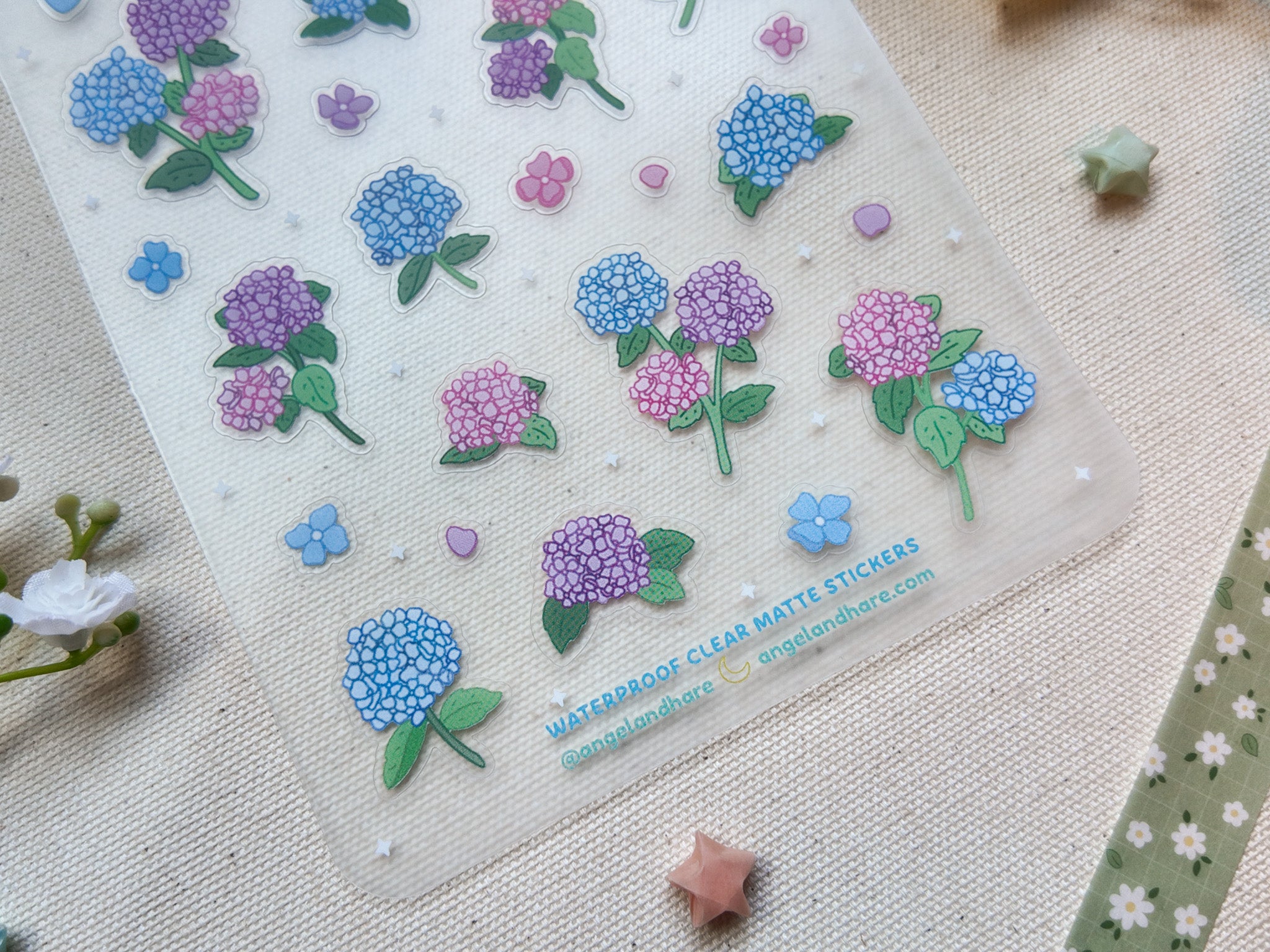 Hydrangeas Waterproof Sticker Sheet