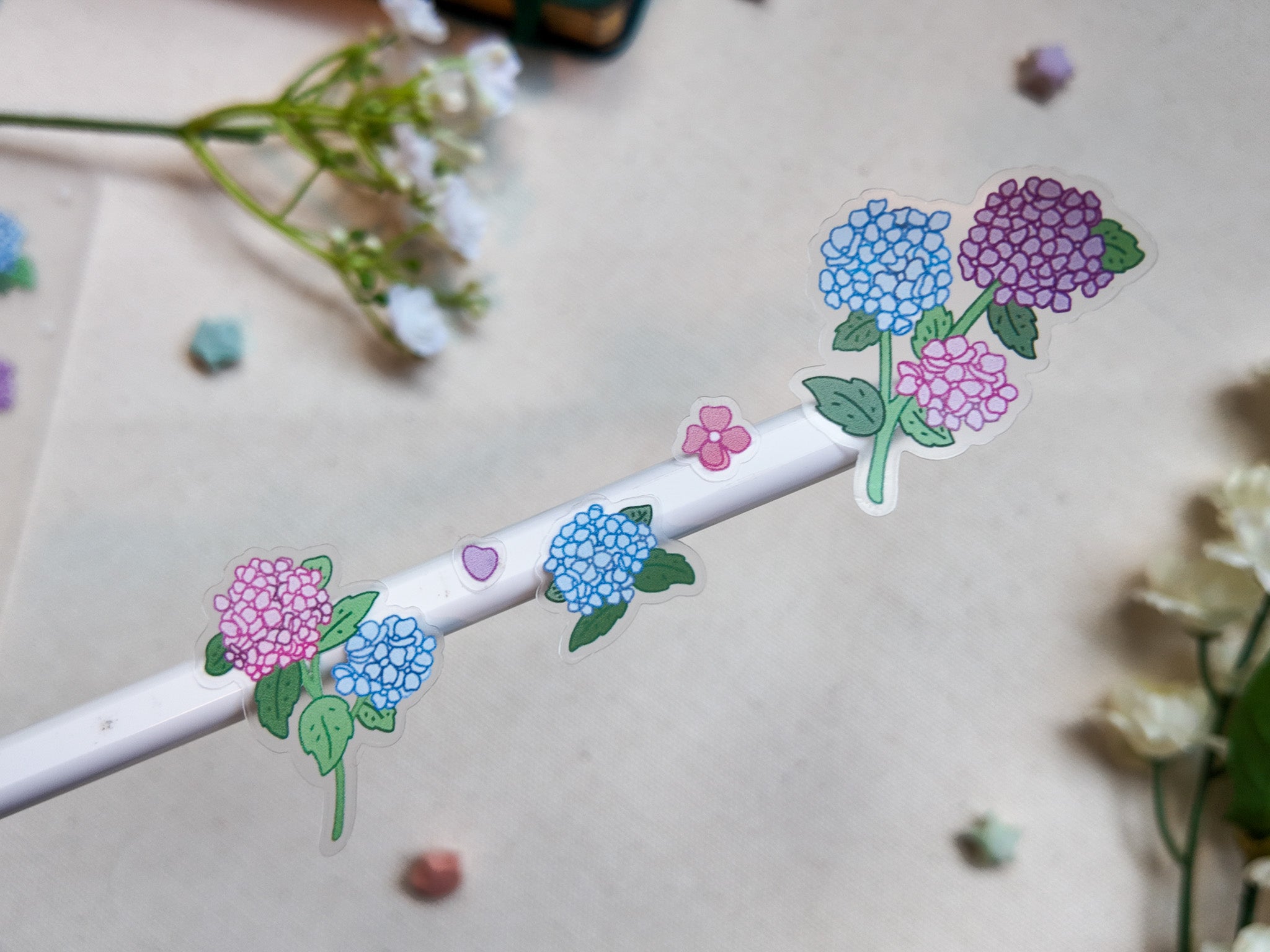 Hydrangeas Waterproof Sticker Sheet