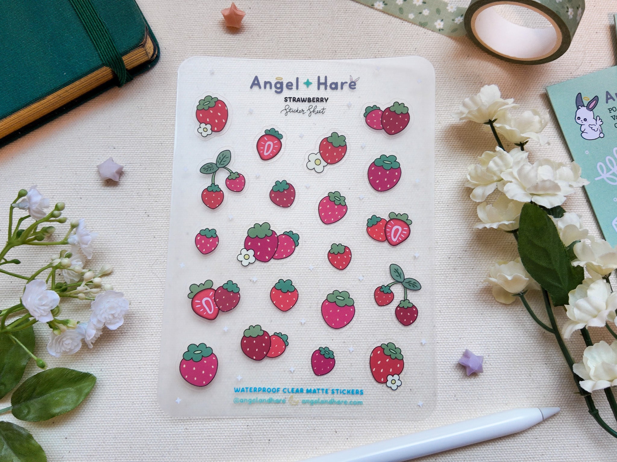 Strawberry Waterproof Sticker Sheet