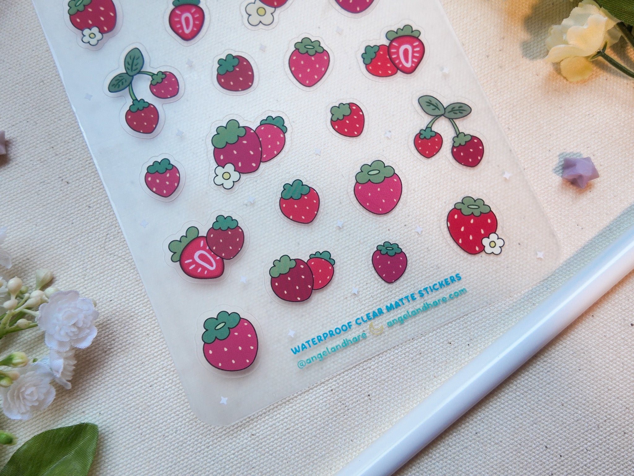 Strawberry Waterproof Sticker Sheet