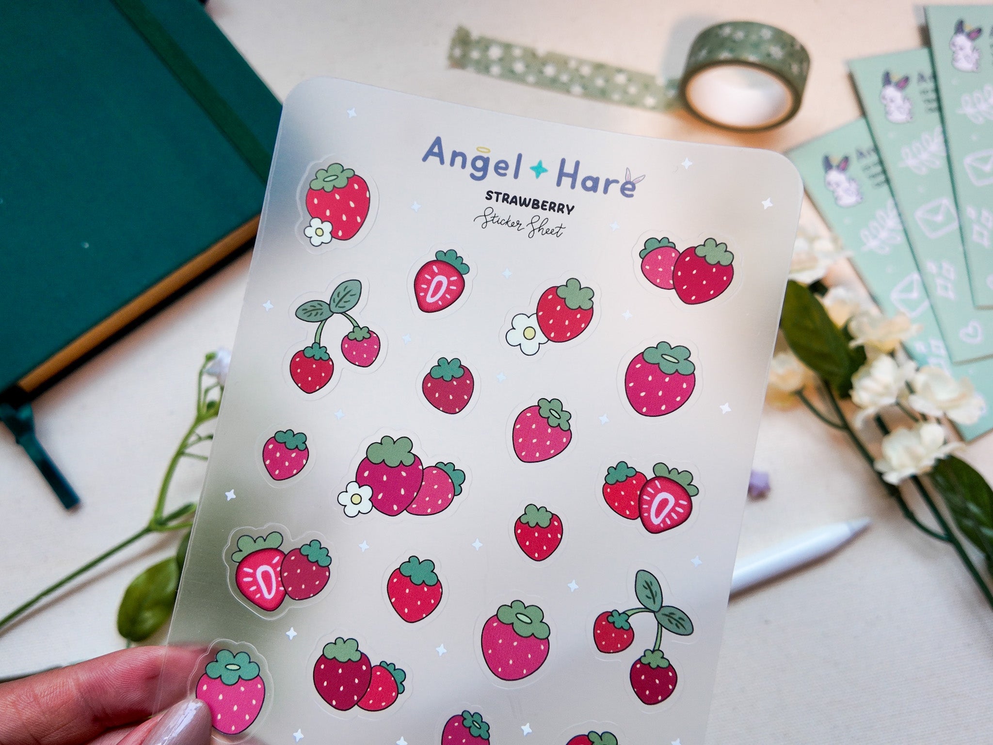 Strawberry Waterproof Sticker Sheet