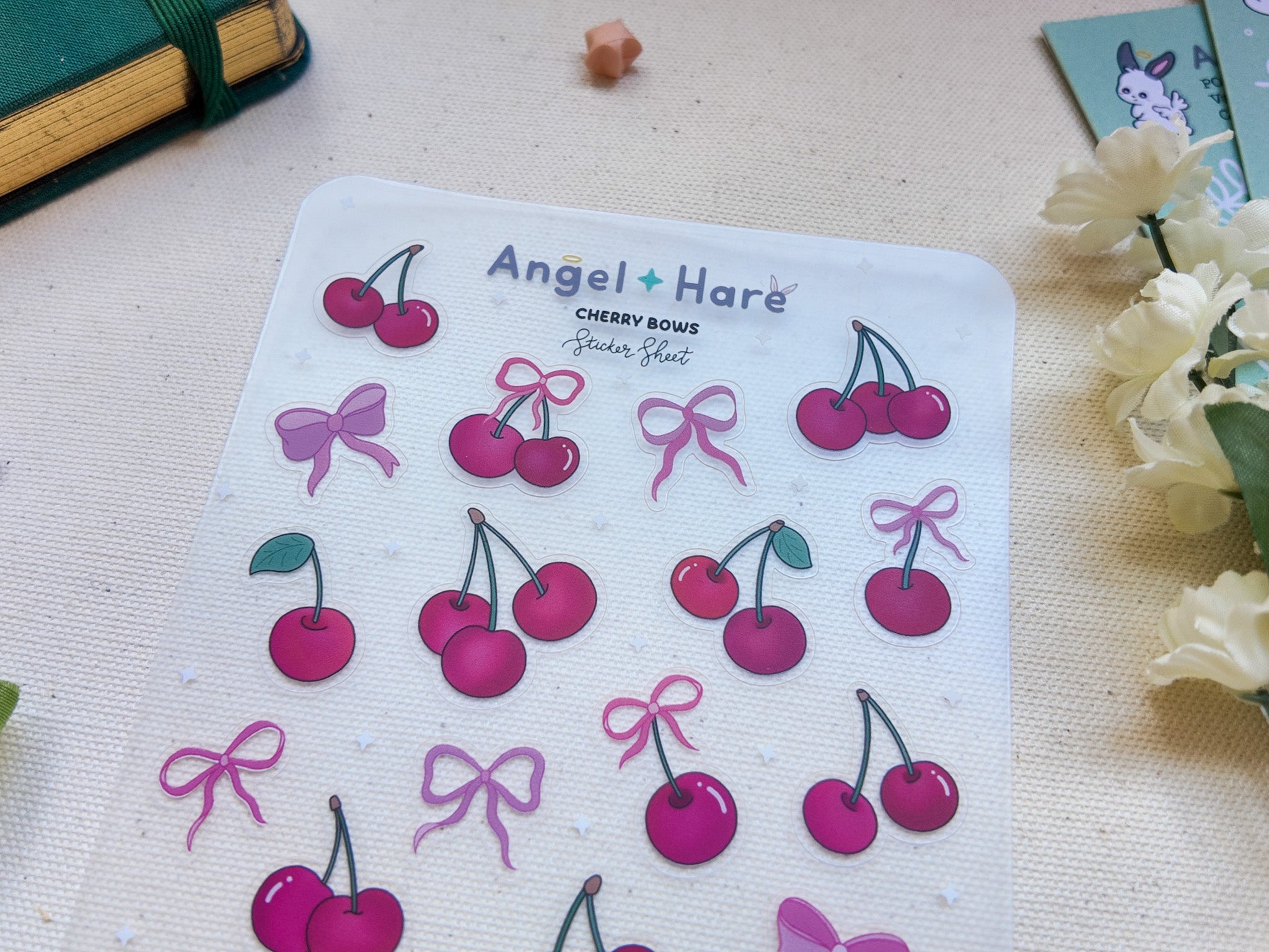 Cherry Bows Waterproof Sticker Sheet