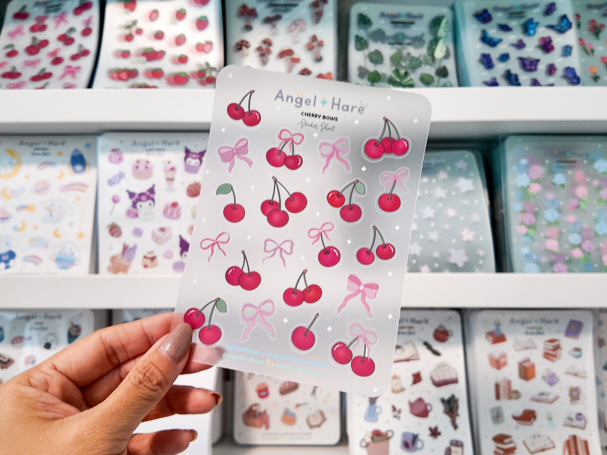 Cherry Bows Waterproof Sticker Sheet