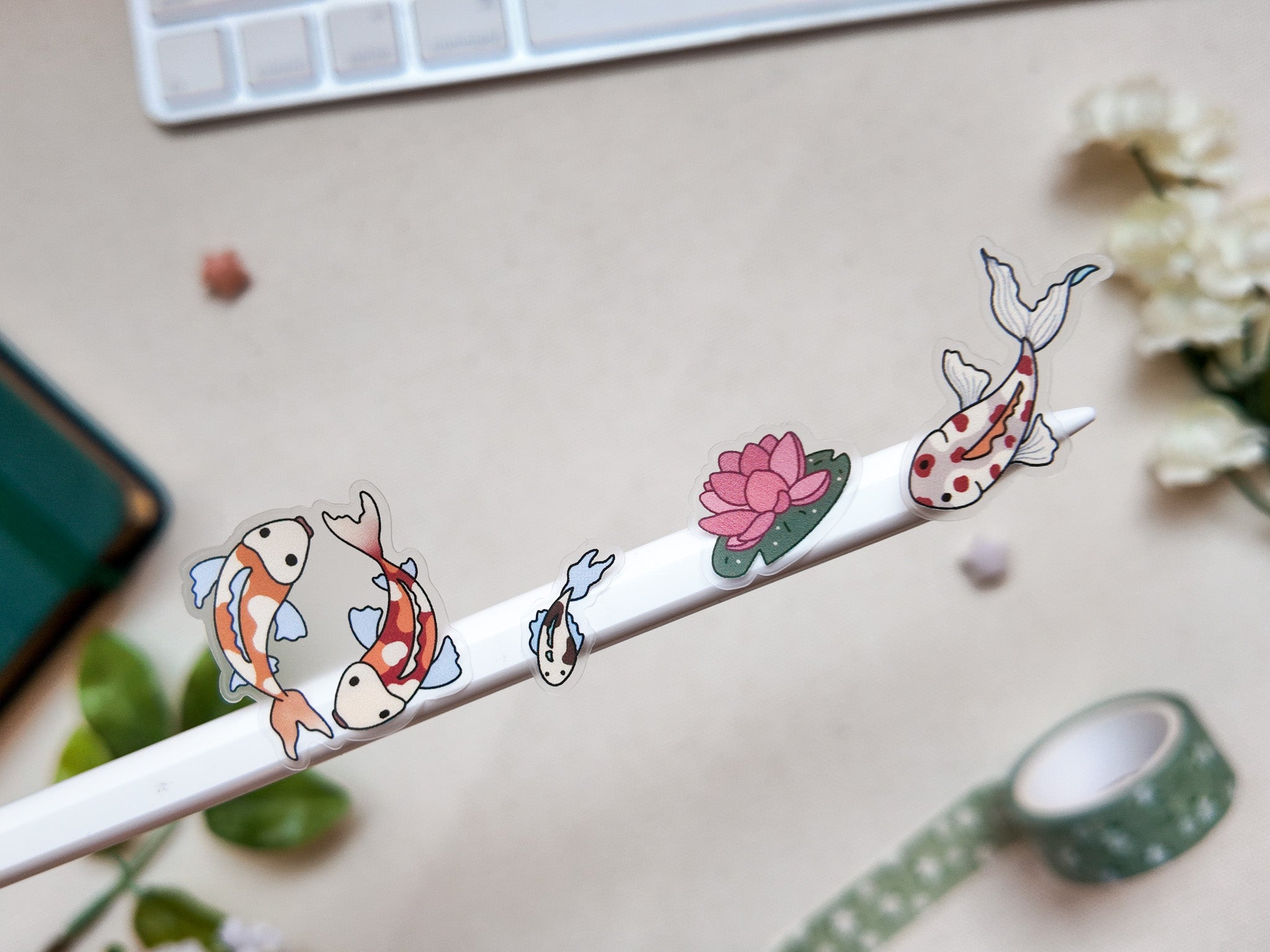 Koi Fish Waterproof Sticker Sheet