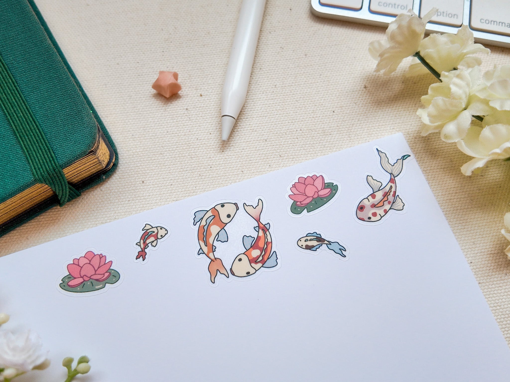 Koi Fish Waterproof Sticker Sheet