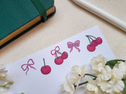 Cherry Bows Waterproof Sticker Sheet