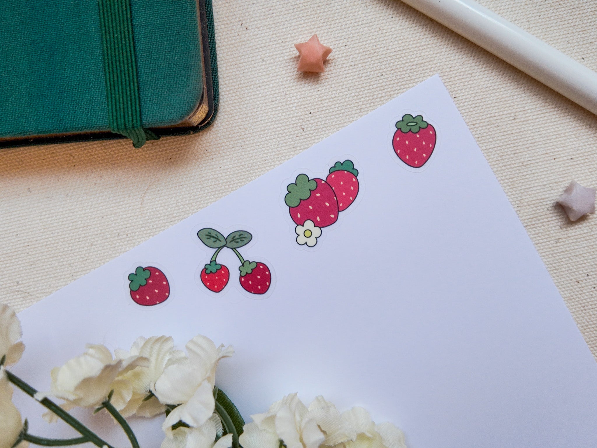 Strawberry Waterproof Sticker Sheet