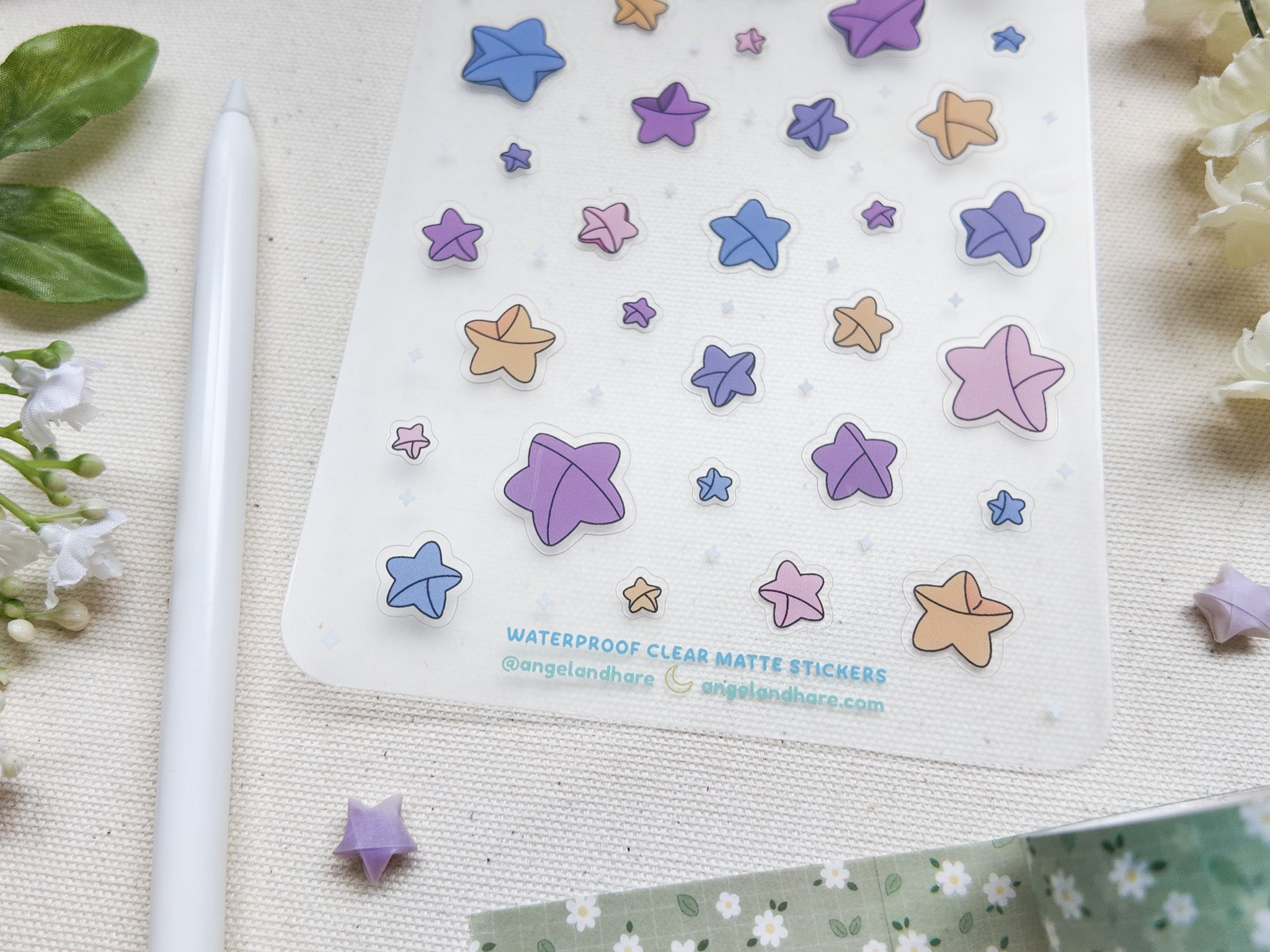 Origami Stars Waterproof Sticker Sheet