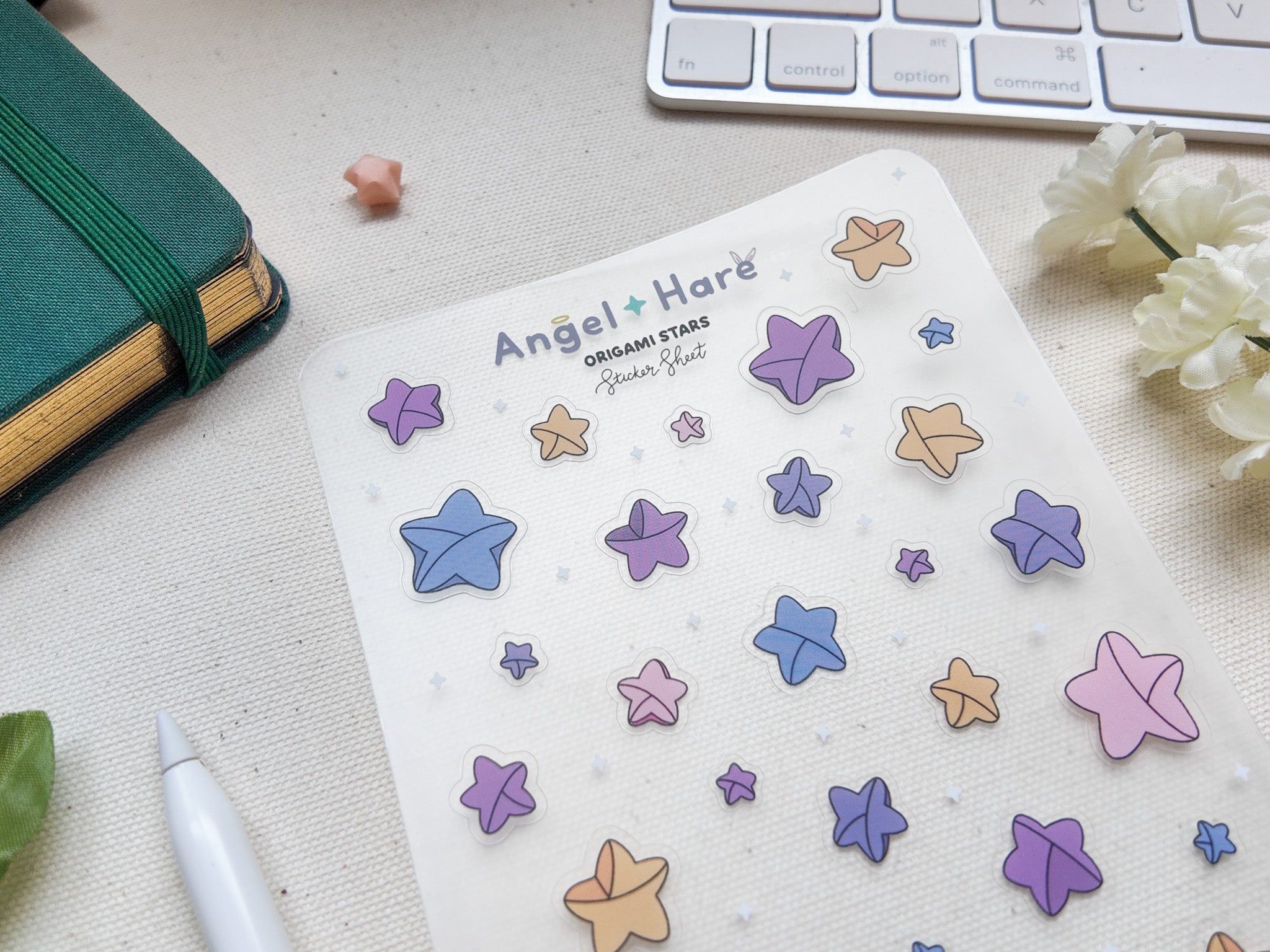Origami Stars Waterproof Sticker Sheet