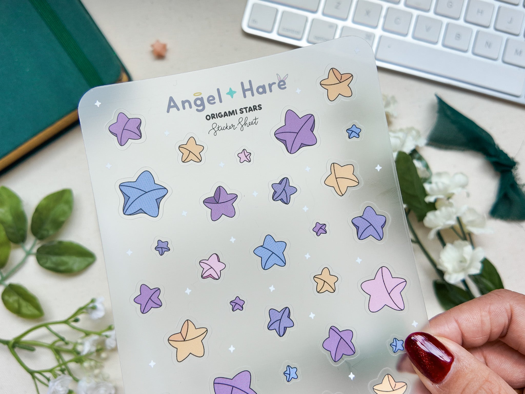 Origami Stars Waterproof Sticker Sheet