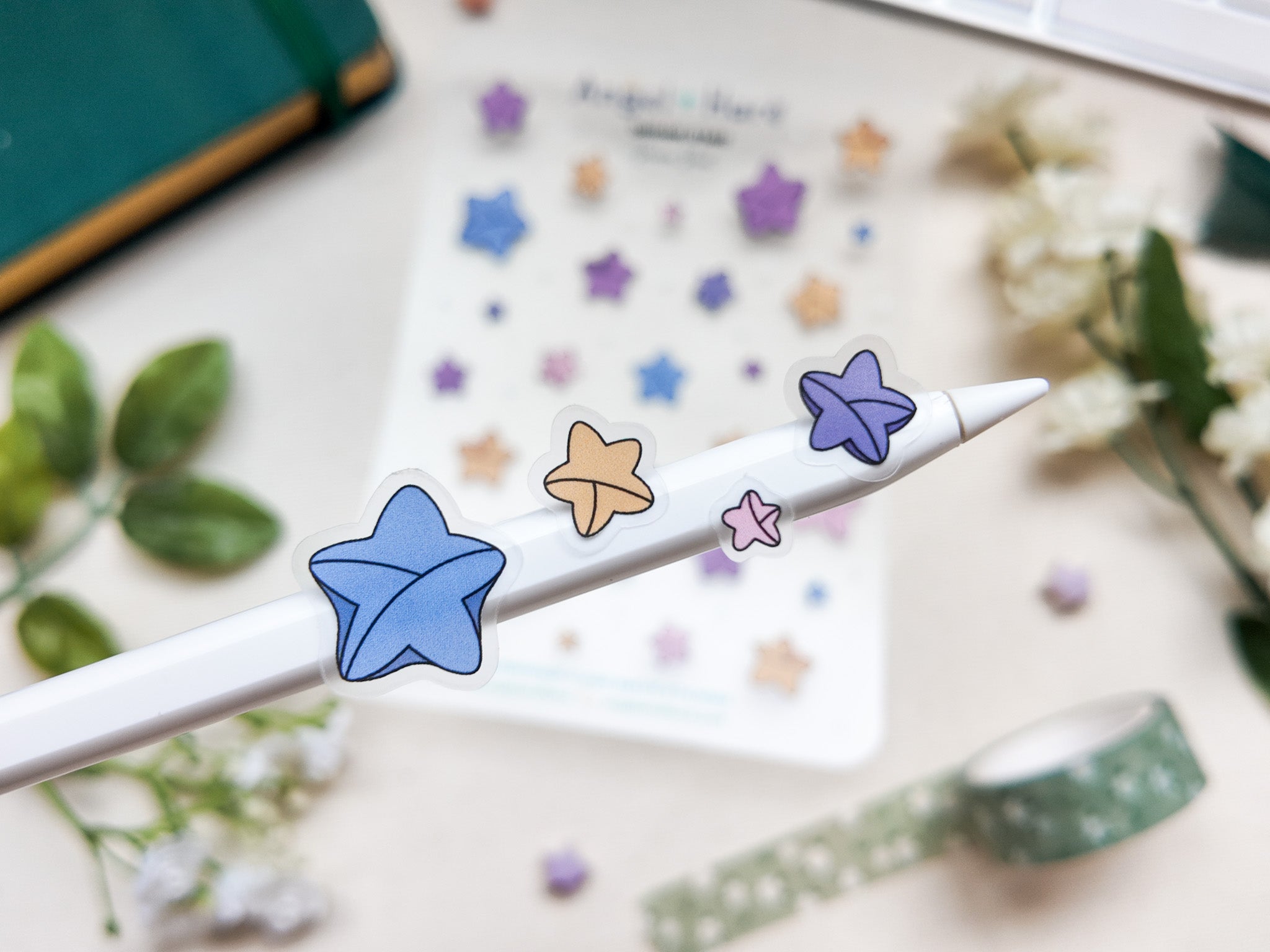 Origami Stars Waterproof Sticker Sheet