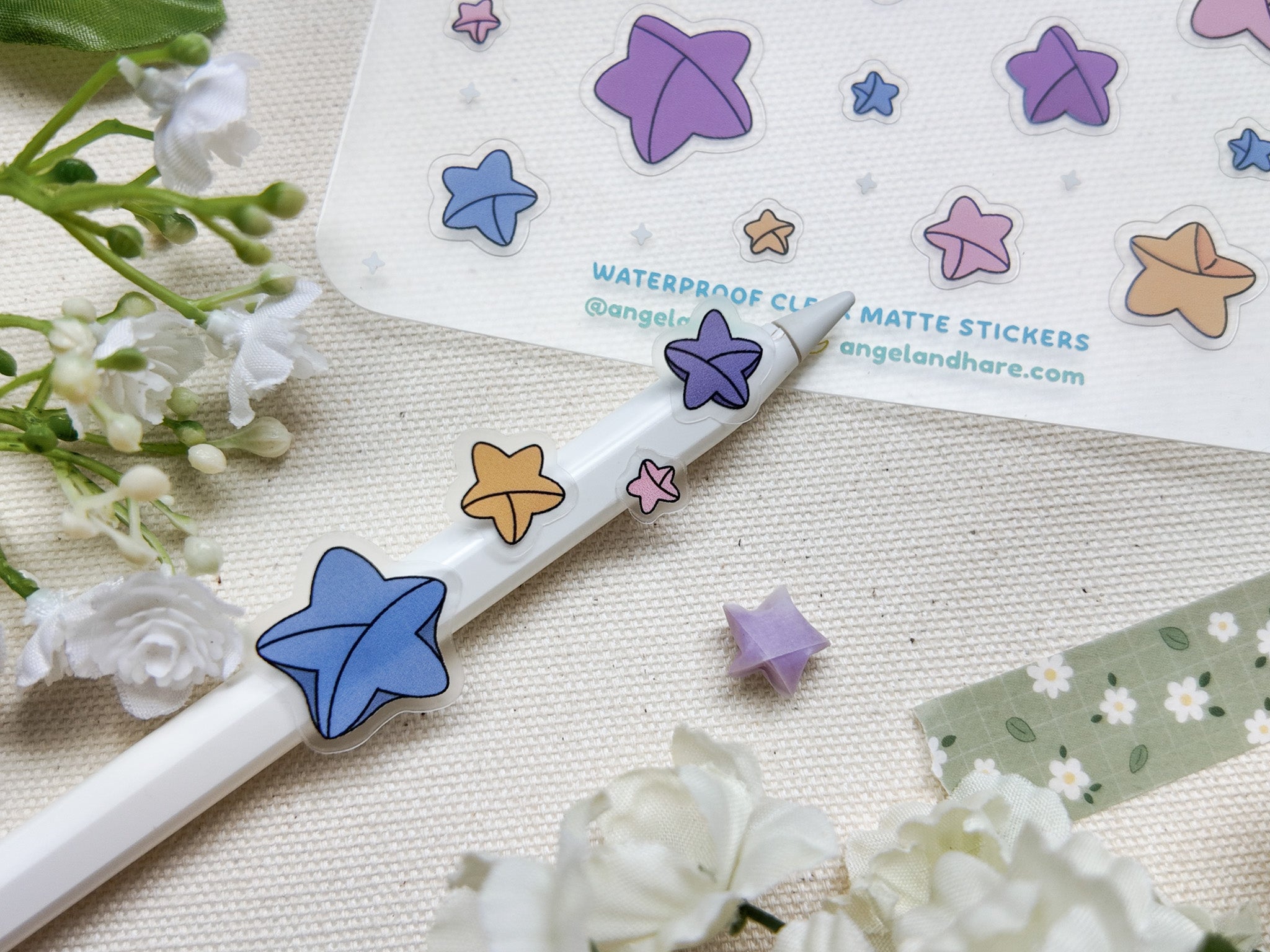 Origami Stars Waterproof Sticker Sheet