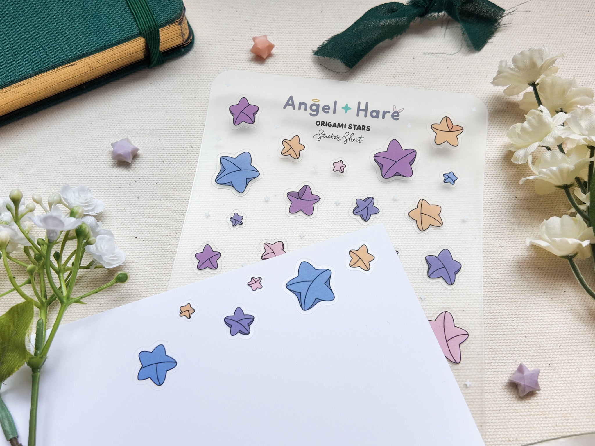 Origami Stars Waterproof Sticker Sheet