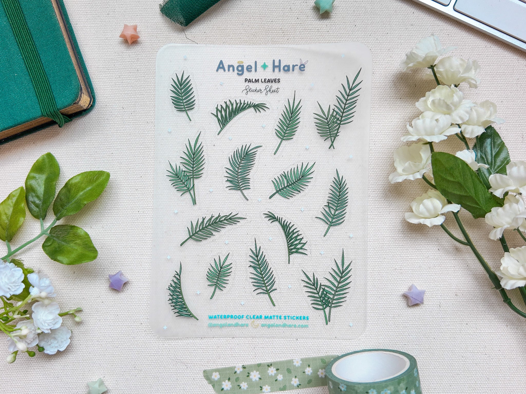Palm Leaves Waterproof Sticker Sheet