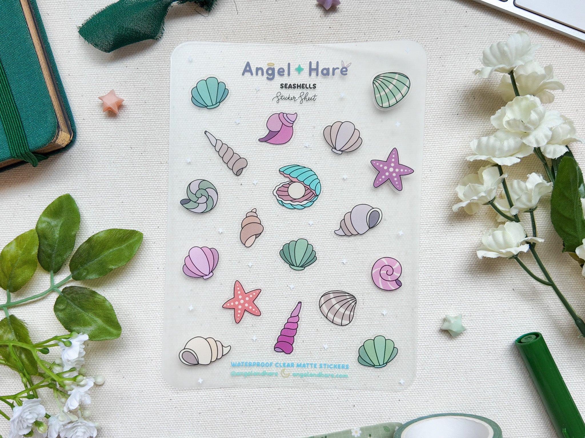 Seashells Waterproof Sticker Sheet