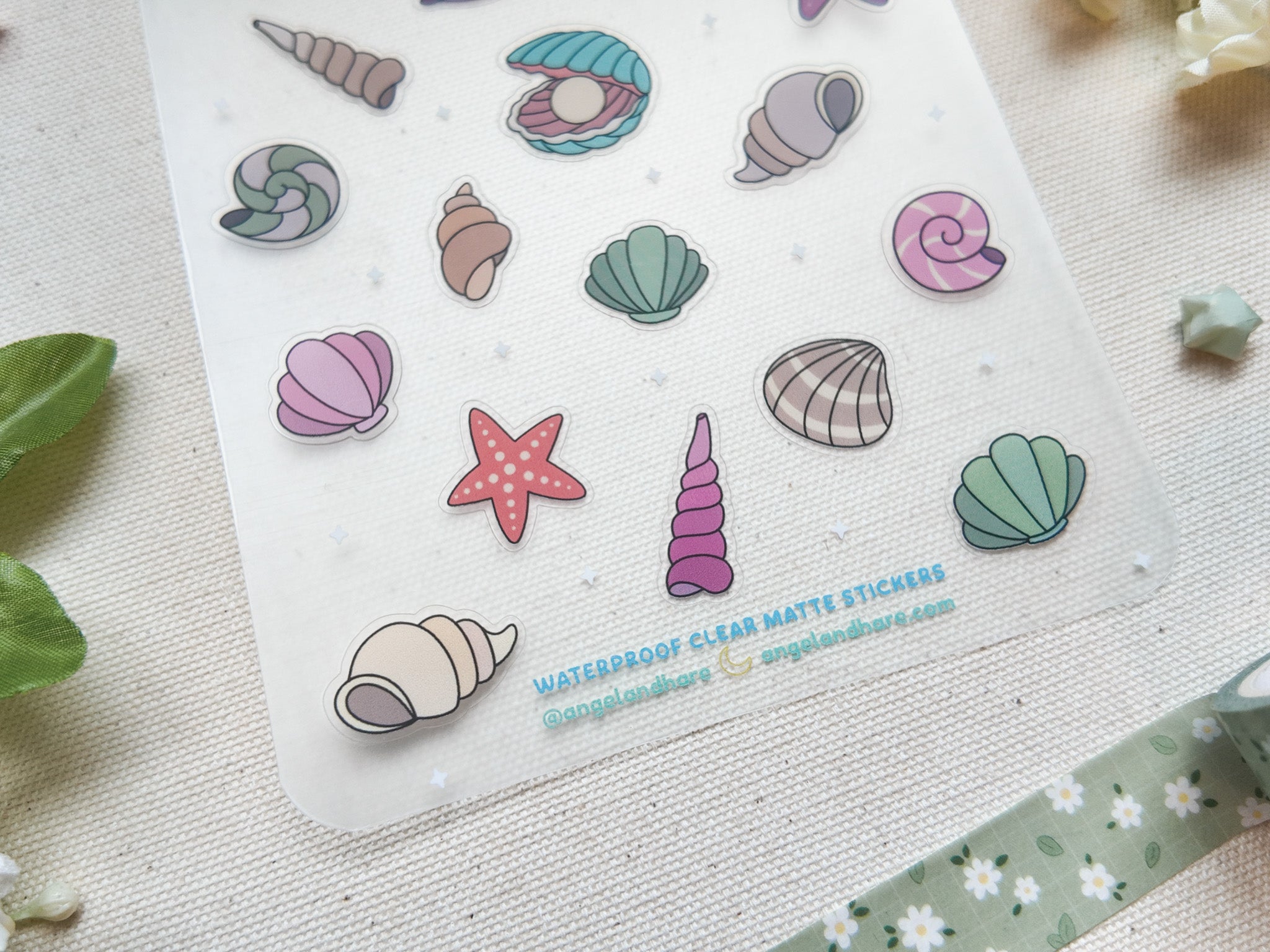 Seashells Waterproof Sticker Sheet