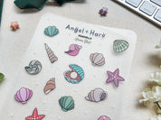 Seashells Waterproof Sticker Sheet