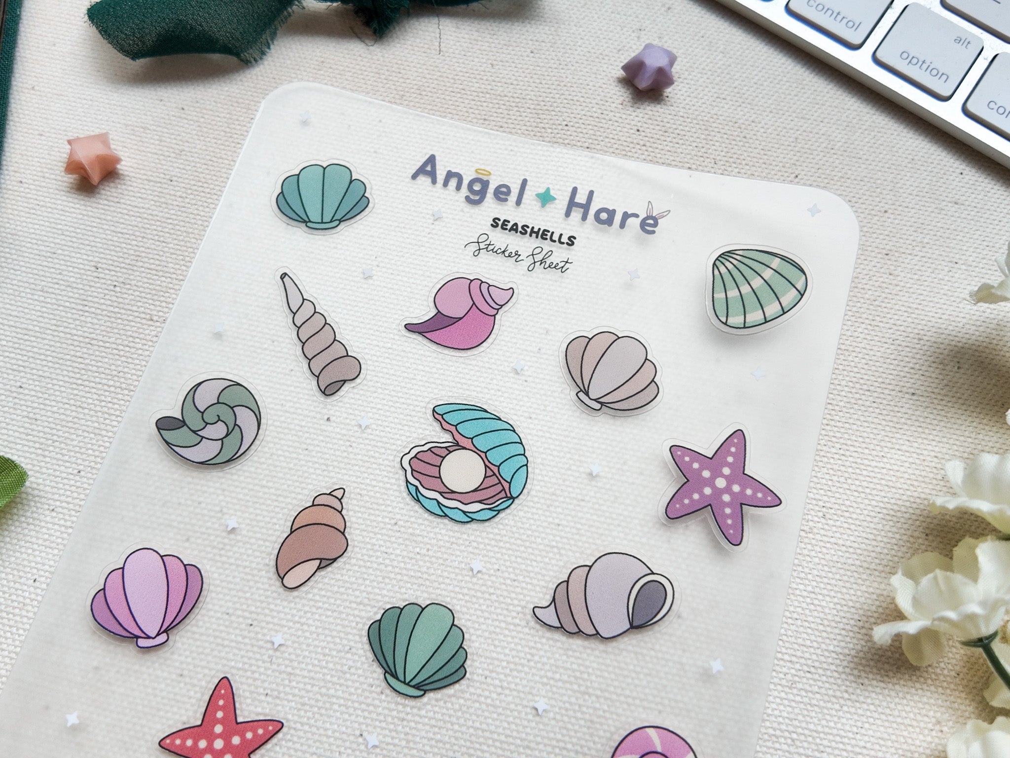 Seashells Waterproof Sticker Sheet