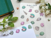 Seashells Waterproof Sticker Sheet