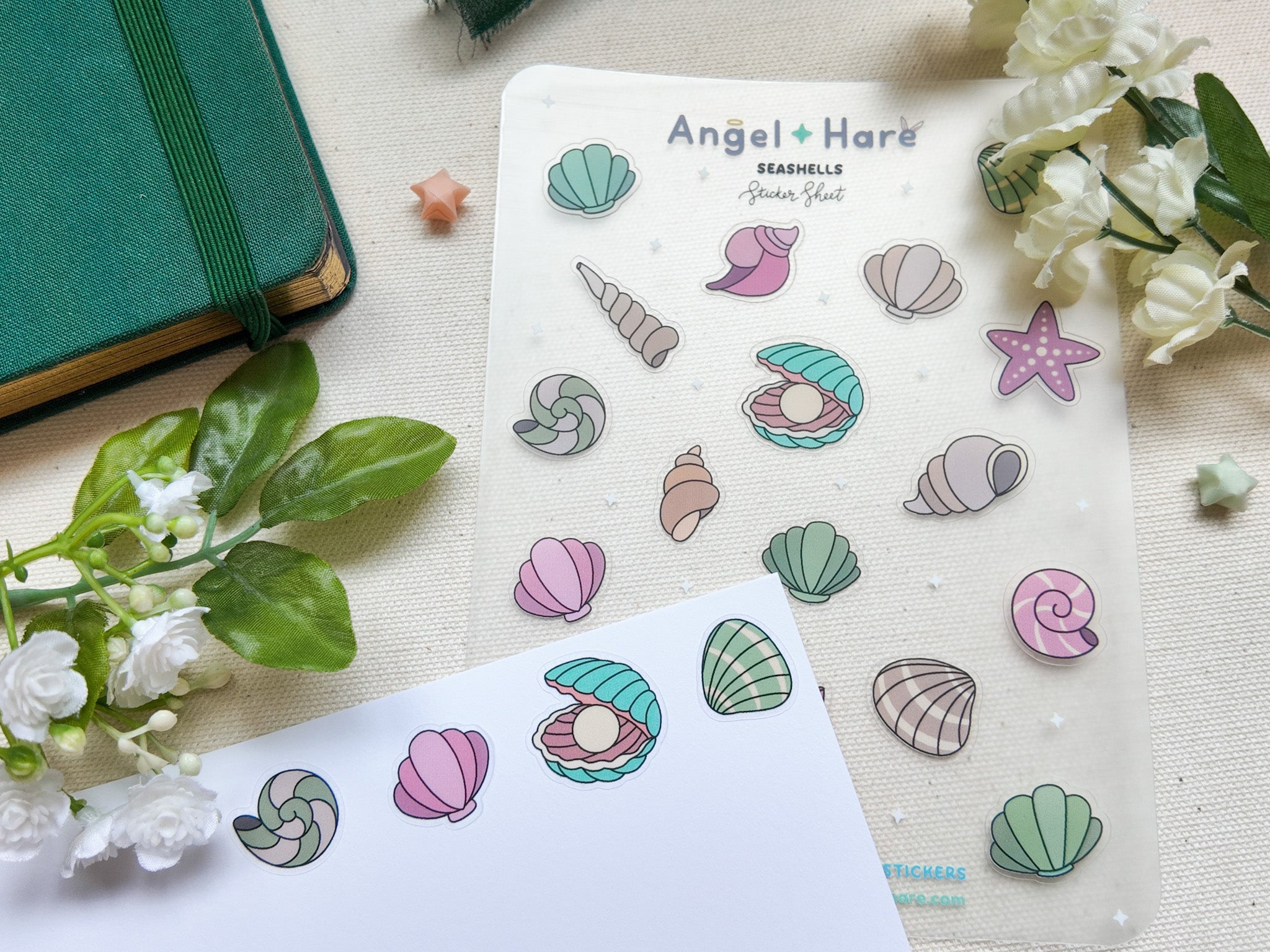 Seashells Waterproof Sticker Sheet