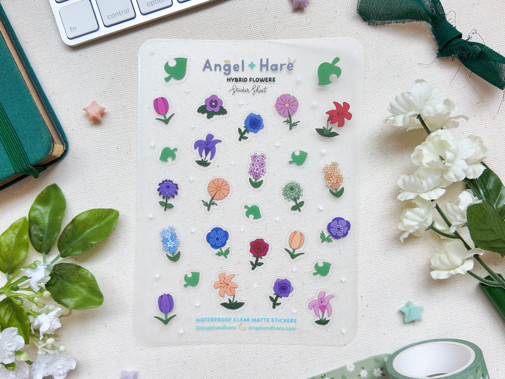 Hybrid Flowers Waterproof Sticker Sheet