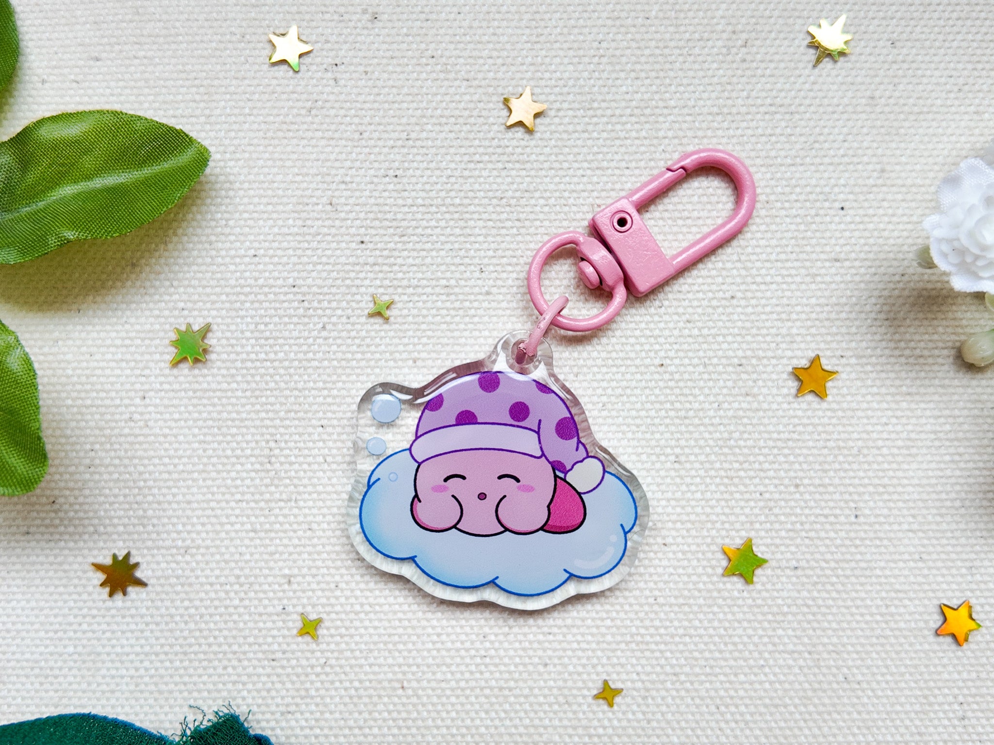 Sleepy Kirby Key Charm