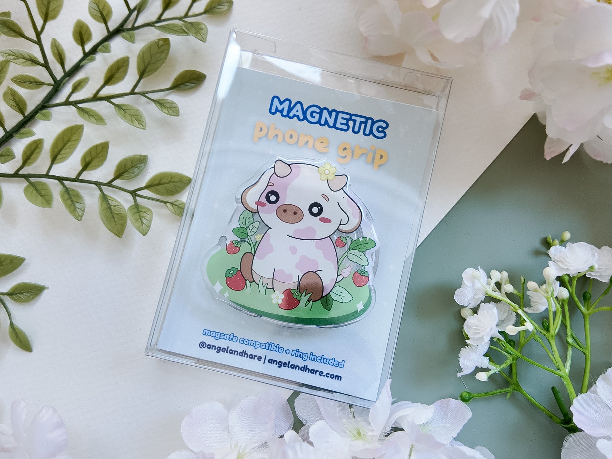 Strawberry Cow Magnetic Phone Grip