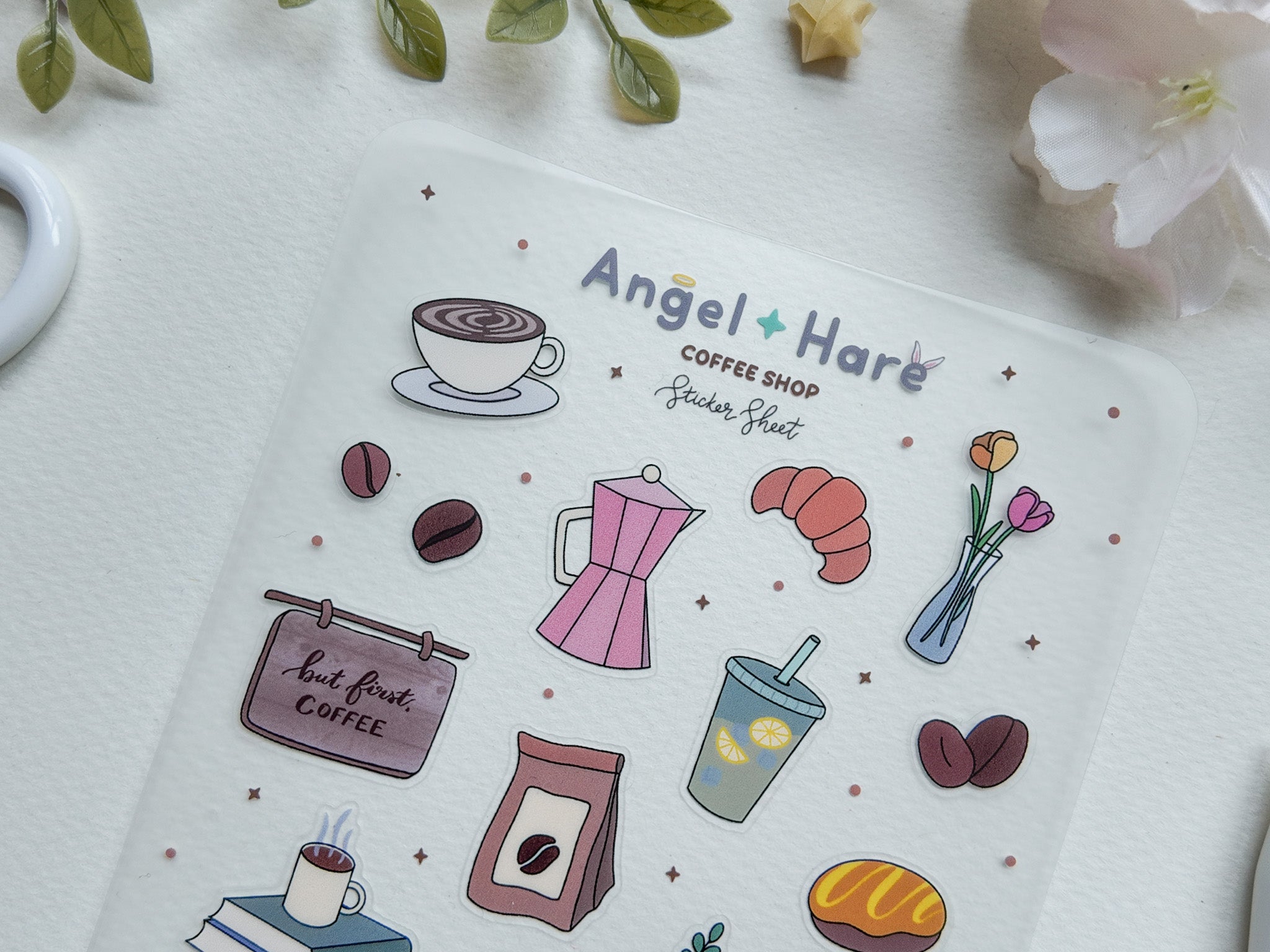 Coffee Shop Waterproof Sticker Sheet