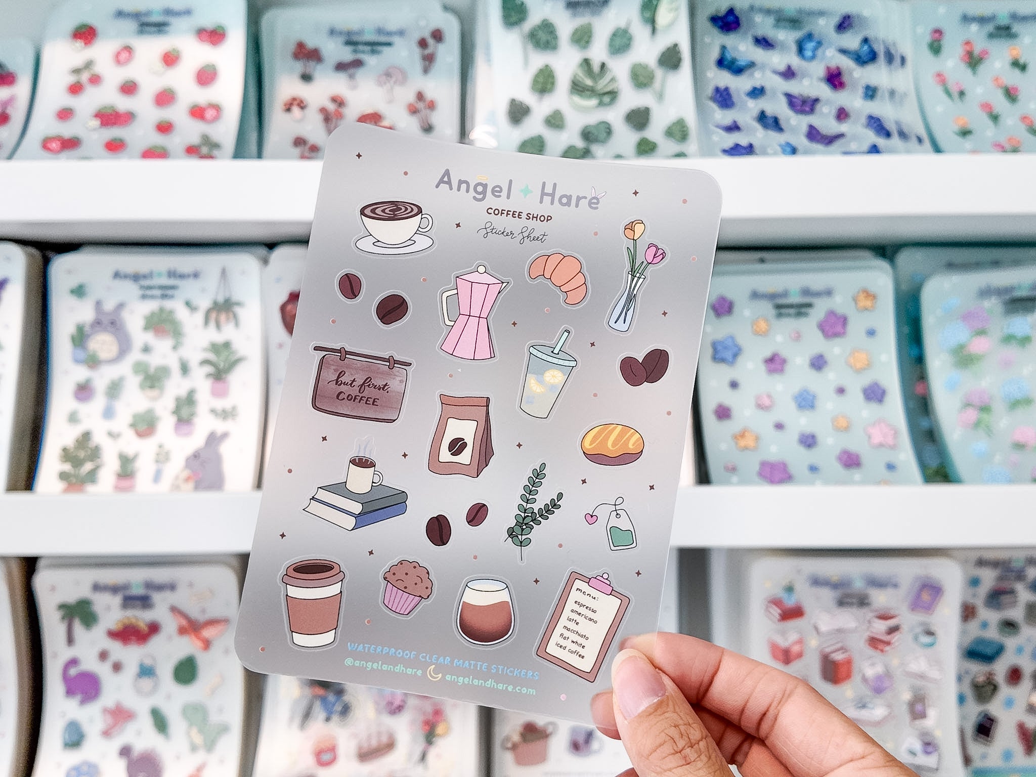 Coffee Shop Waterproof Sticker Sheet