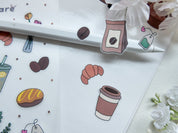 Coffee Shop Waterproof Sticker Sheet