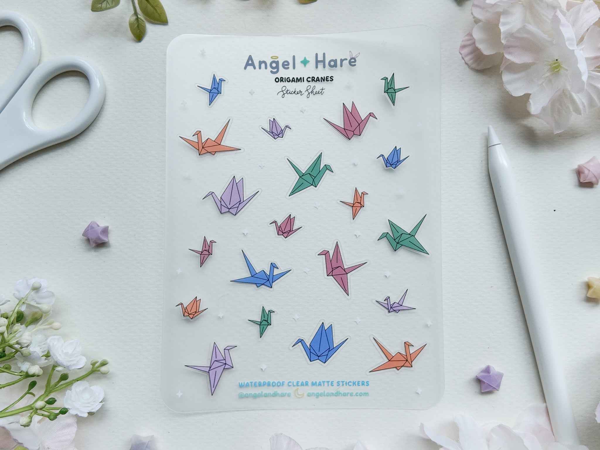 Origami Cranes Waterproof Sticker Sheet